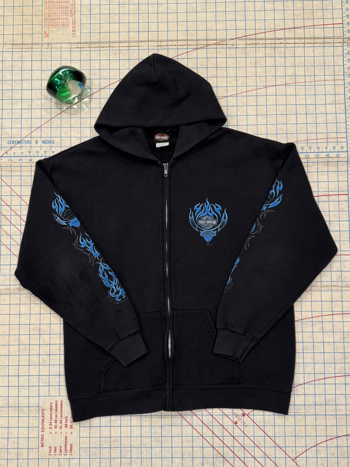 Harley Davidson Harley Davidson Blue Flames Full Zip Hoodie Honolulu Mens XL Size US XL / EU 56 / 4 - 3 Thumbnail