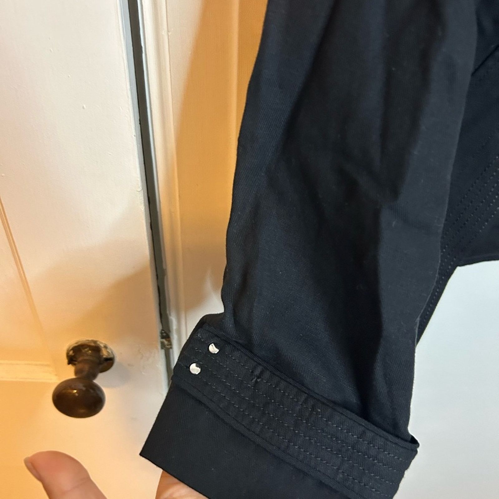 White House Black Market WHBM Black Linen Blend Open Front Moto Jacket Size S / US 4 / IT 40 - 6 Thumbnail