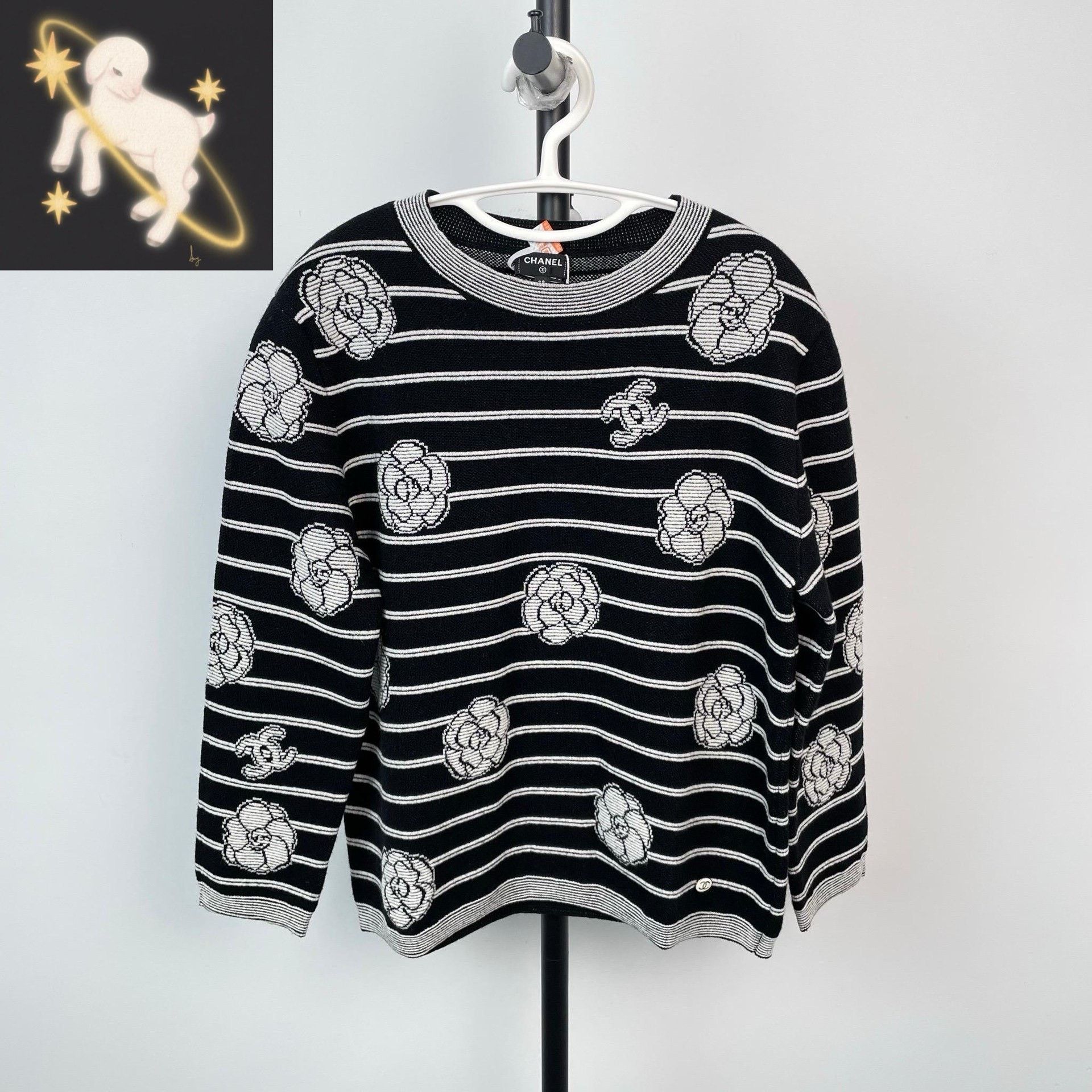 Chanel Chanel Striped Black Sweater 23 Women Size XS / US 0-2 / IT 36-38 - 1 Thumbnail