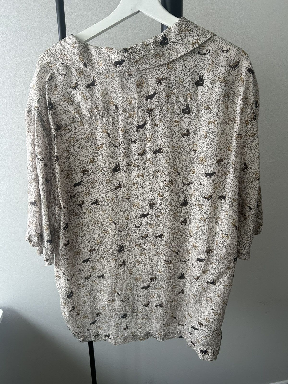 Nanushka Nanushka Animal Print Short Sleeve Shirt – 100% Cupro –Large Size US L / EU 52-54 / 3 - 2 Thumbnail