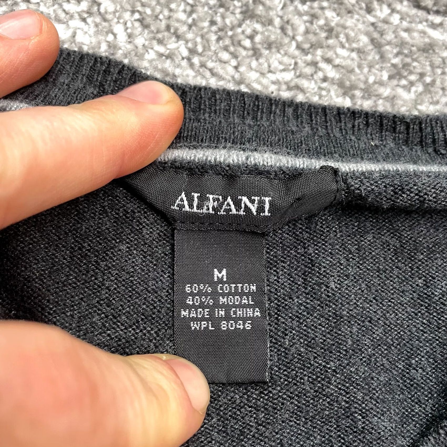 Alfani Alfani Cotton Pullover Sweater Mens M Dark Gray V-Neck Knit Classic Casual Size US M / EU 48-50 / 2 - 5 Thumbnail