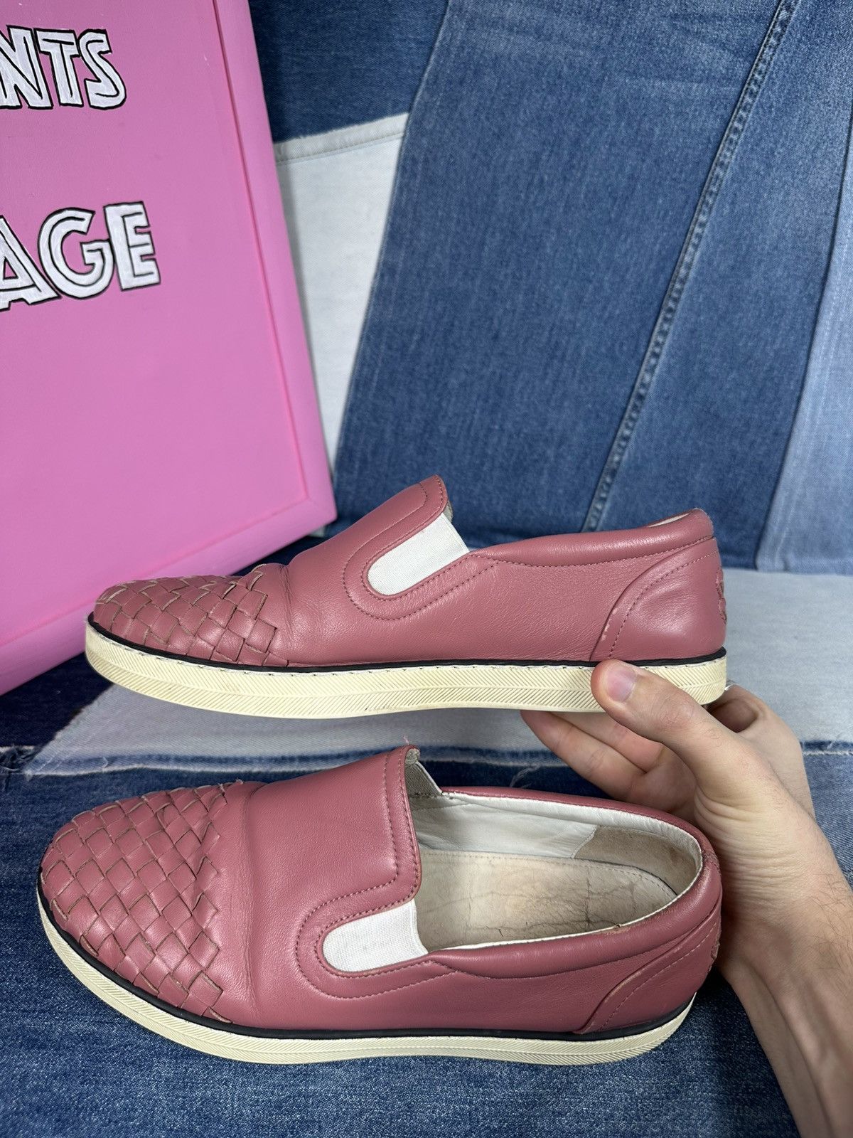 Bottega Veneta Bottega Veneta Intrecciato Slip-On Sneakers Pink Size US 8.5 / IT 38.5 - 17 Thumbnail