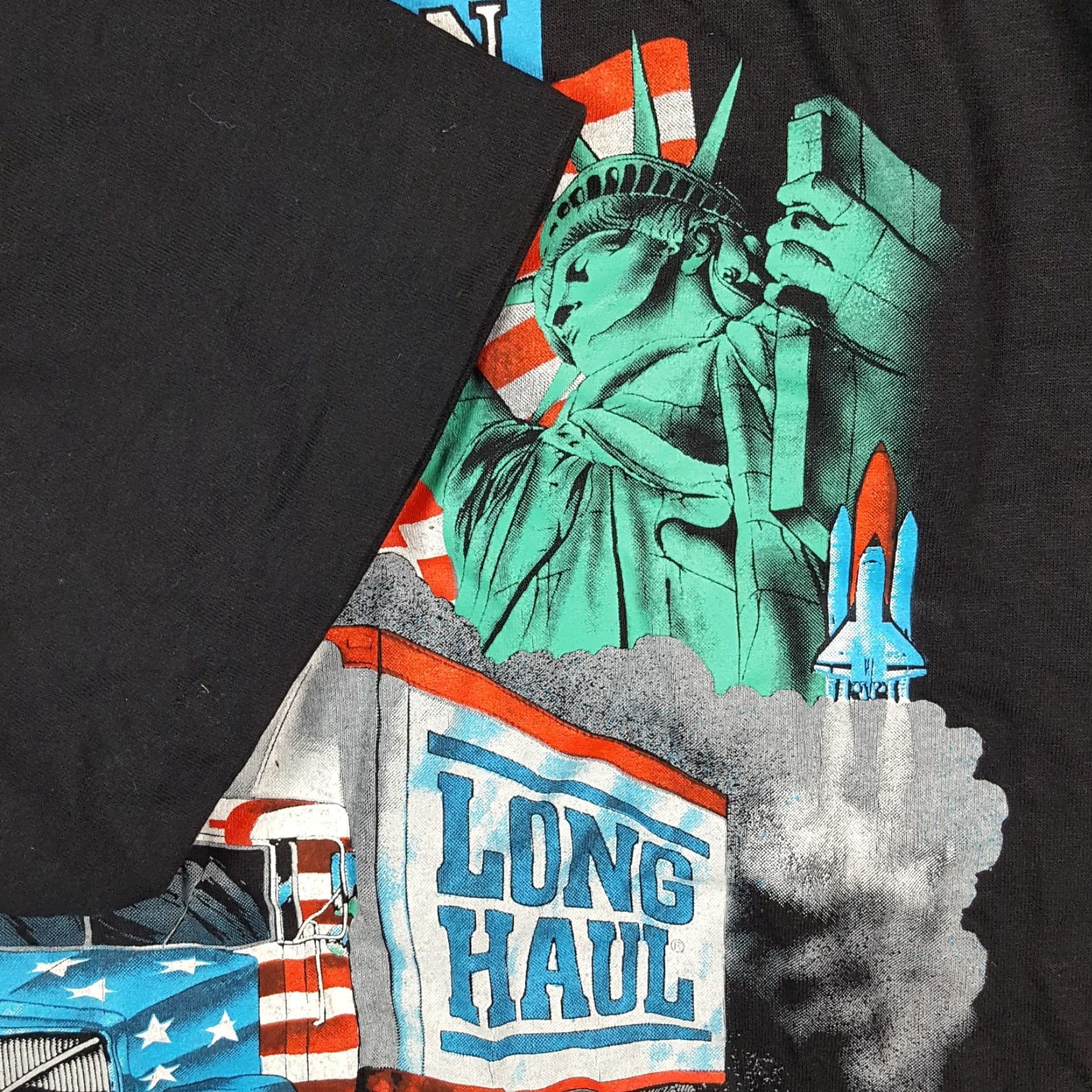 Vintage VINTAGE 90s American Trucker Men's T-Shirt Size L Black Cotton Short Sleeve Retro USA Biker Grunge Size US L / EU 52-54 / 3 - 6 Thumbnail
