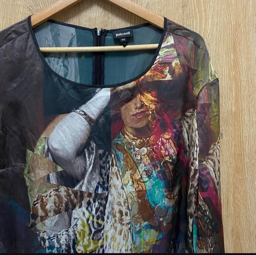 Just Cavalli × Vintage Justcavalli Overprint Shirt Size L / US 10 / IT 46 - 3 Thumbnail
