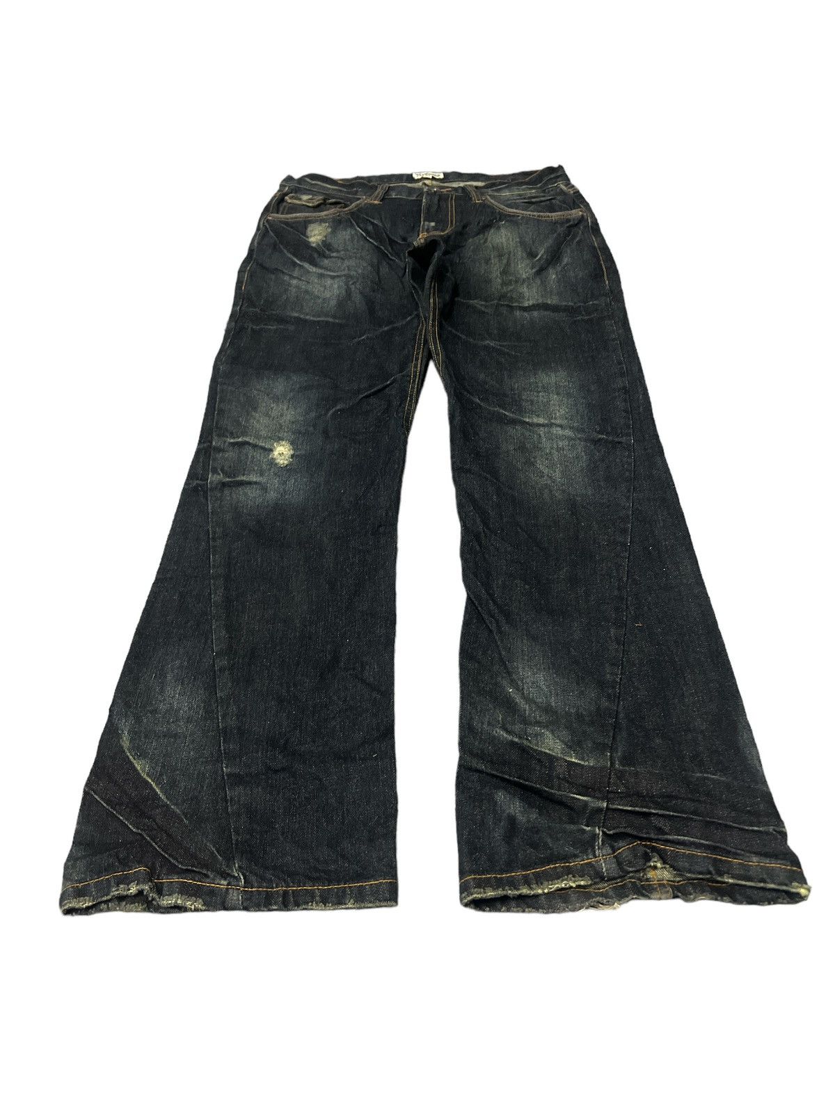 Japanese Brand FLARED💥NYLAUS RIPPED TWIST DISTRESSED DENIM PANT Size US 31 - 3 Thumbnail