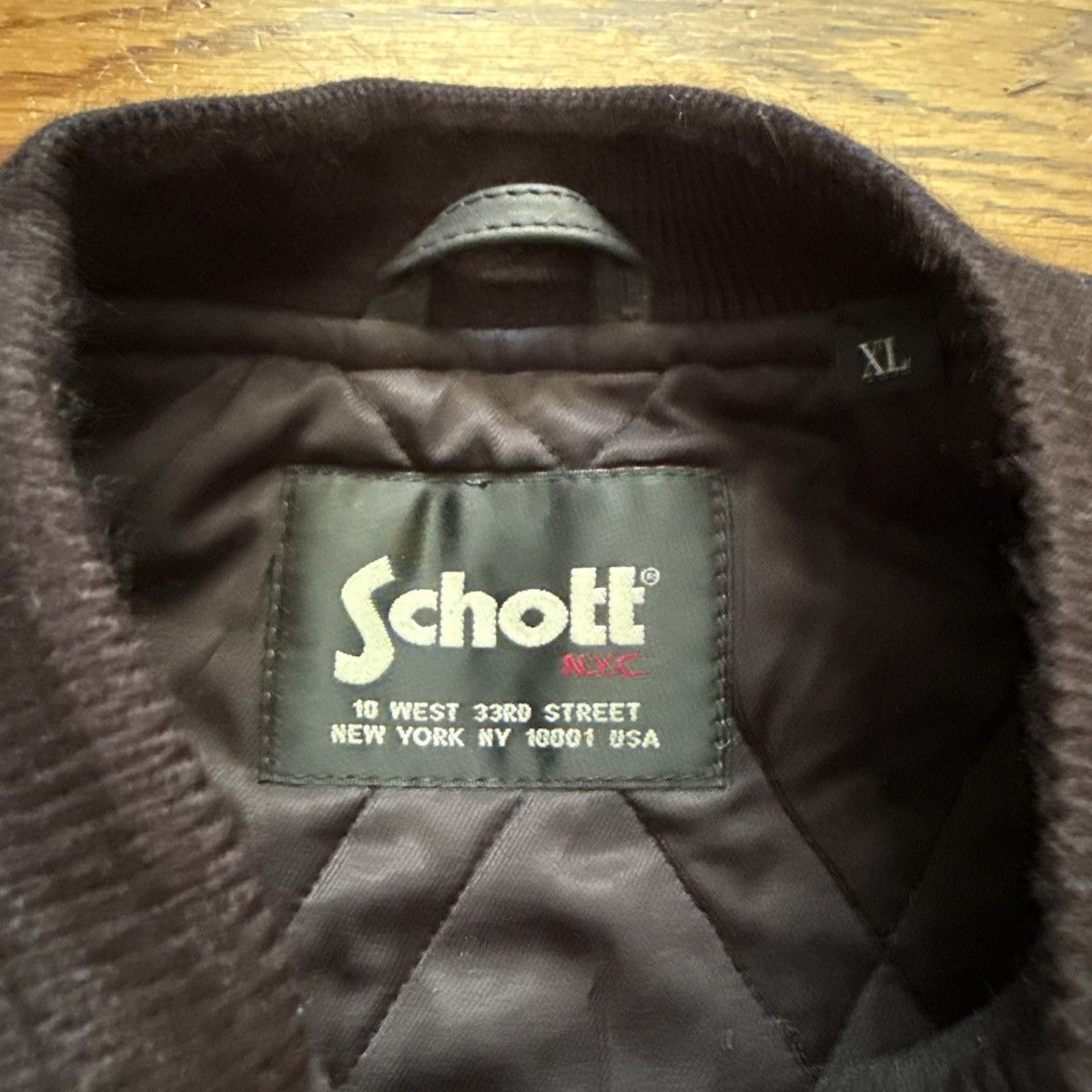 Schott ELIANTTE Custom SCHOTT LEATHER SLEEVED VARSITY JACKET BLACK Size US XL / EU 56 / 4 - 8 Thumbnail