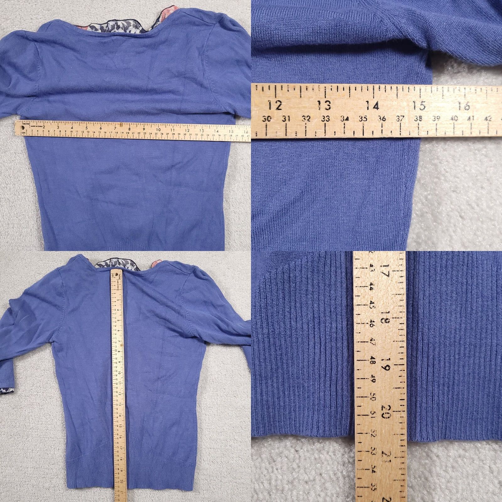 Vintage Jaclyn Smith Sweater Women's Small Blue V Neck Nylon Floral Ruffle Pullover Slim Knit 3/4 Sleeve Size S / US 4 / IT 40 - 8 Thumbnail