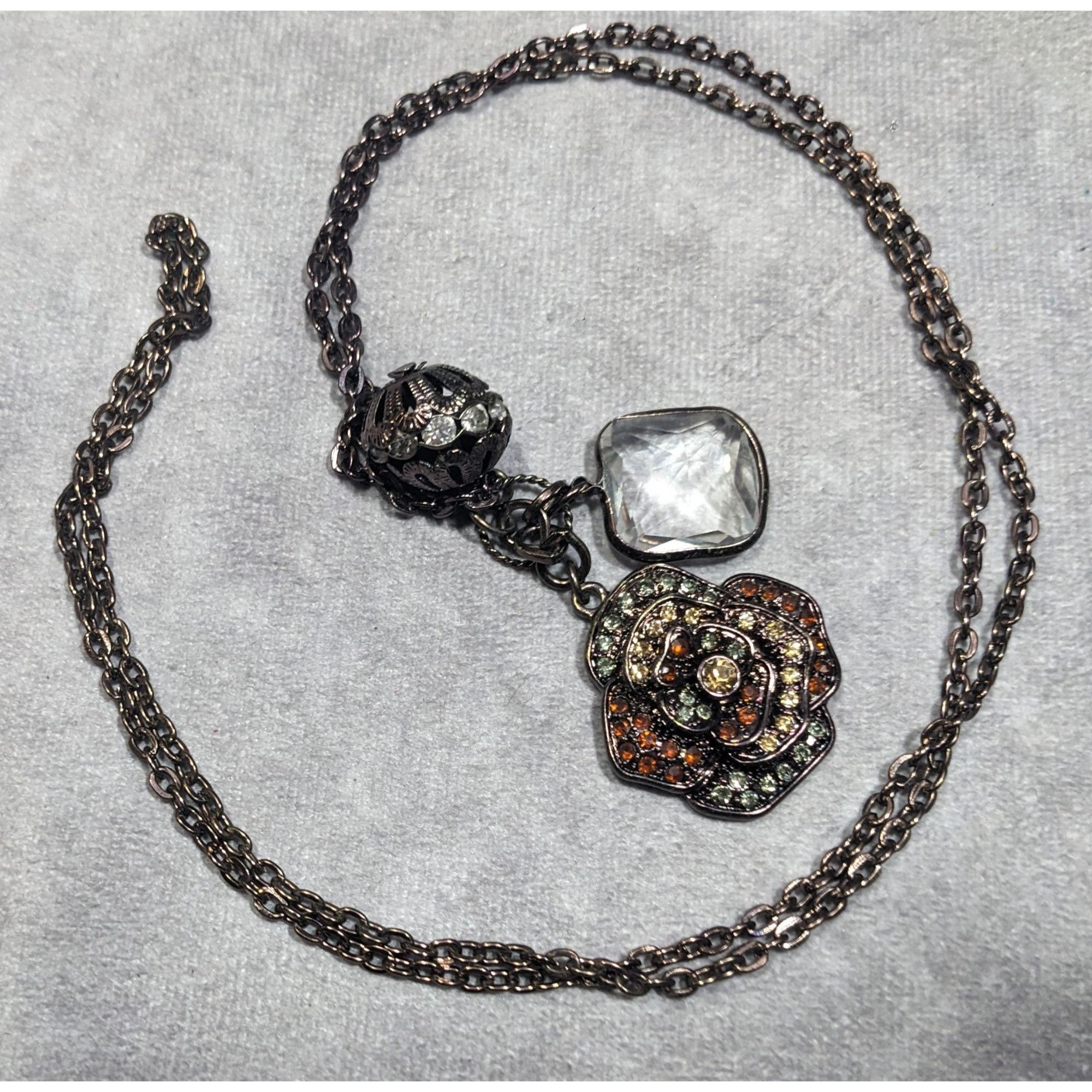 Other Steampunk Floral Gemmed Cluster Pendant Necklace Size ONE SIZE - 8 Thumbnail