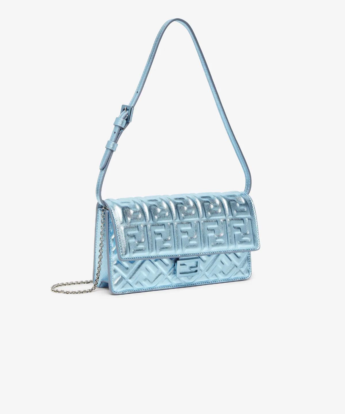 Fendi o1s1wg111225 Size: OS/Wallet On Chain Baguette in Light Blue Size ONE SIZE - 2 Thumbnail