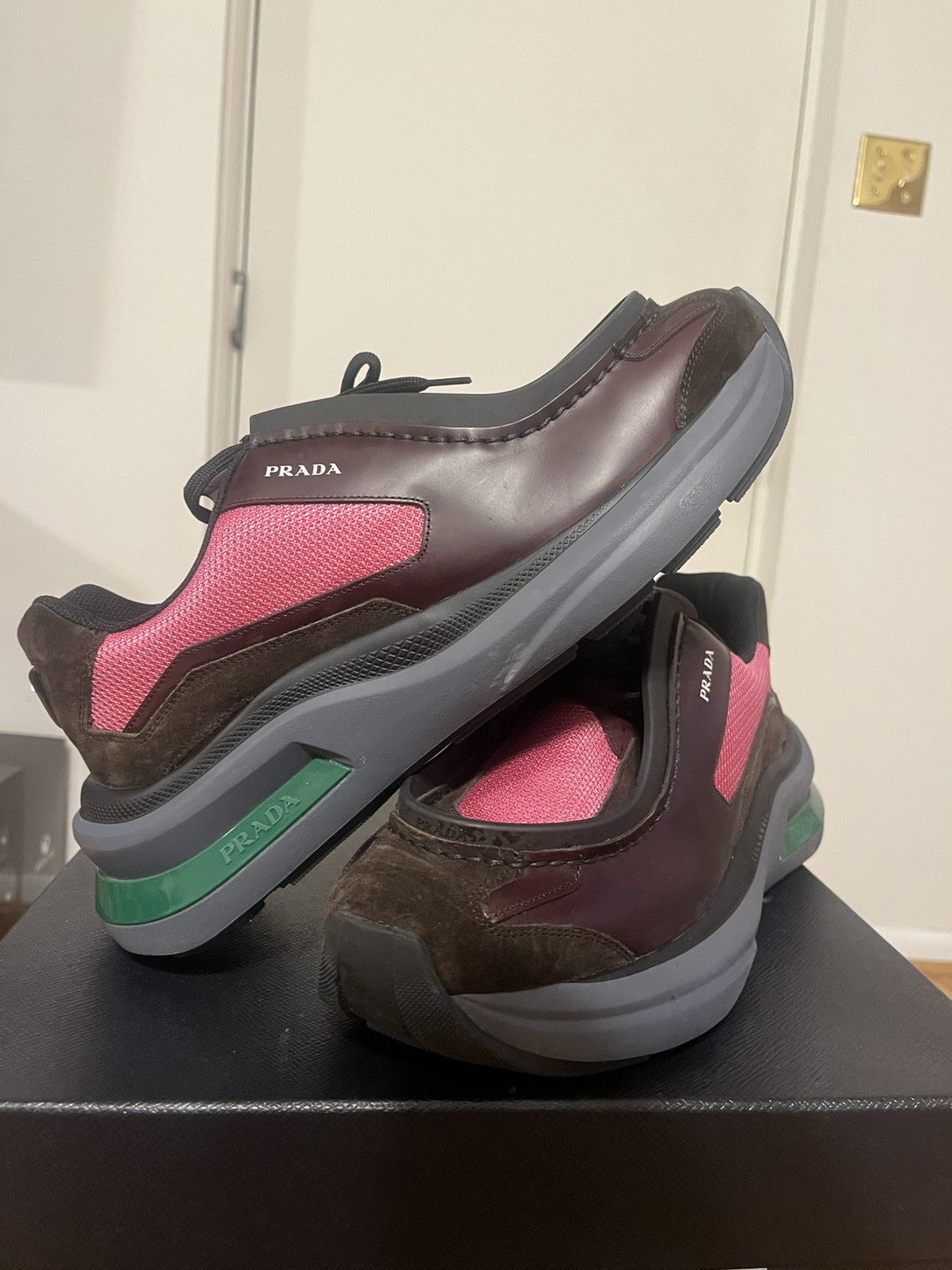 Prada Prada Systeme Brushed Leather Derby Sneakers Sz UK 10 US 11 Size US 11 / EU 44 - 4 Thumbnail