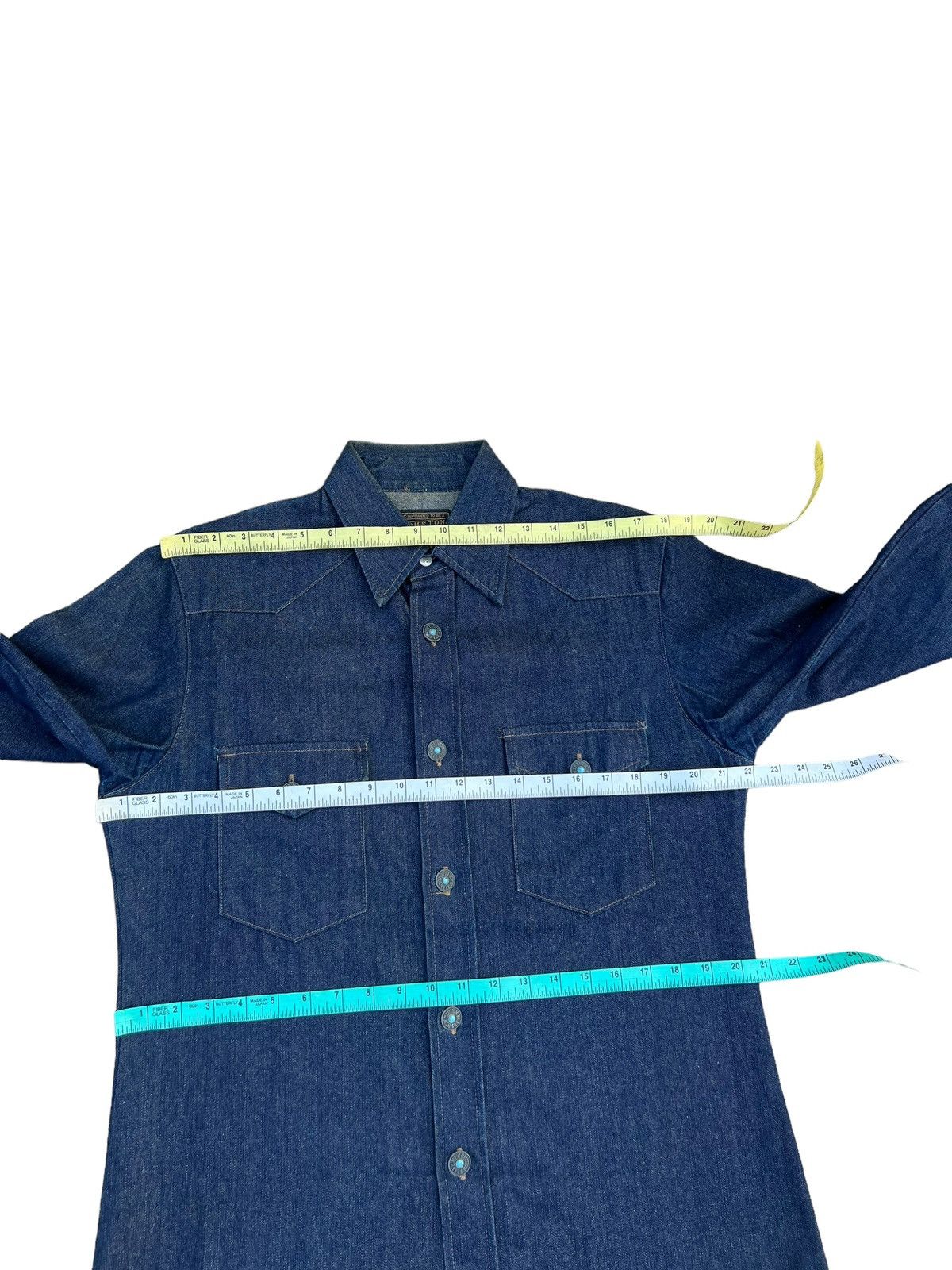 Japanese Brand Vintage 90s HOUSTON Japan Denim Western Shirt Size US M / EU 48-50 / 2 - 3 Thumbnail