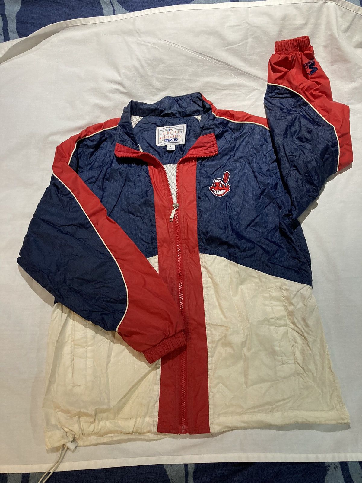 image of Vintage Cleveland Indians Starter Jacket! Size L/xl in Red, Men's