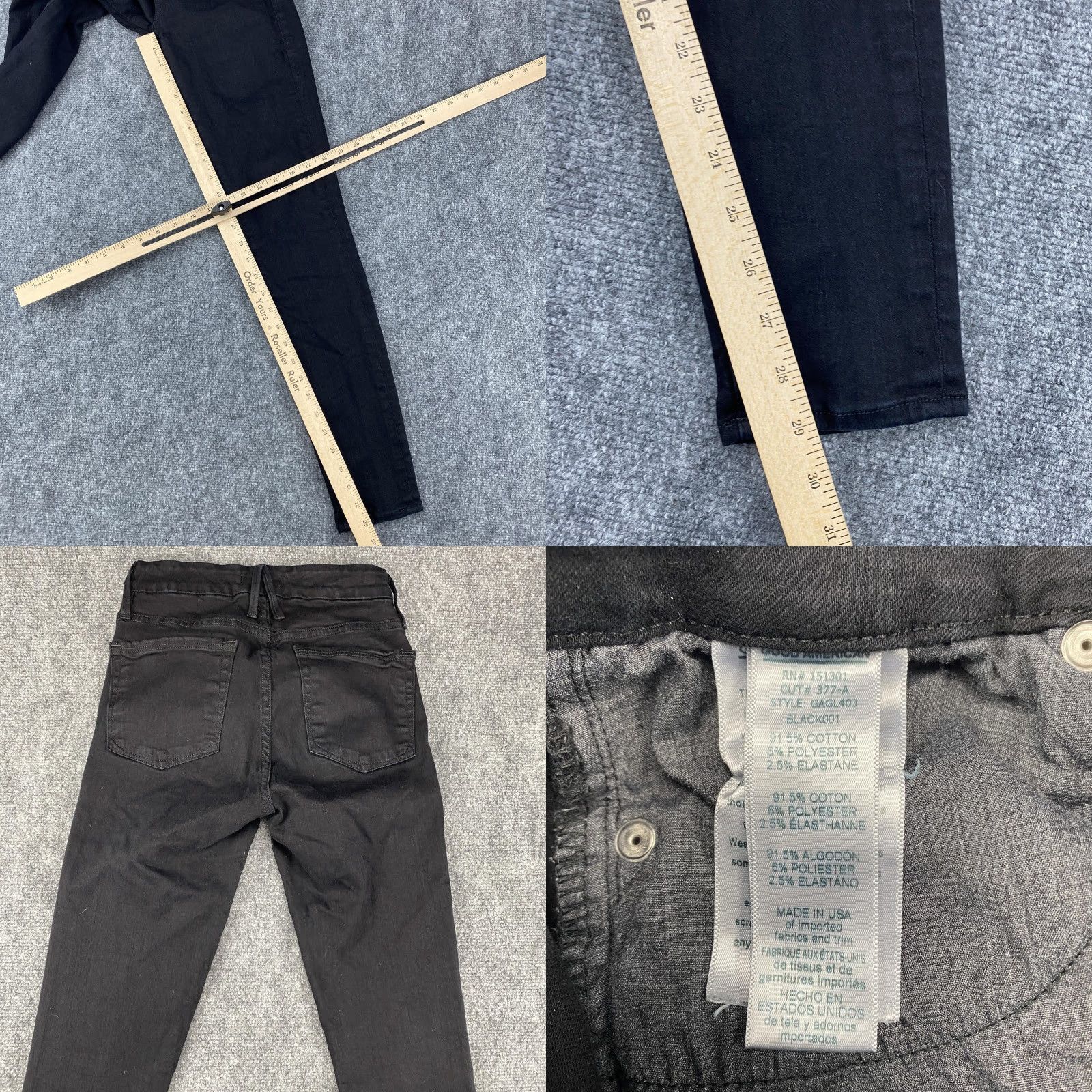 Good American Good American Jeans Womens 0/25 Black Skinny Stretch Denim High Rise 5-Pocket Zip Closed Slim Leg Jeans Womens Size 42" / US 20 - 8 Thumbnail