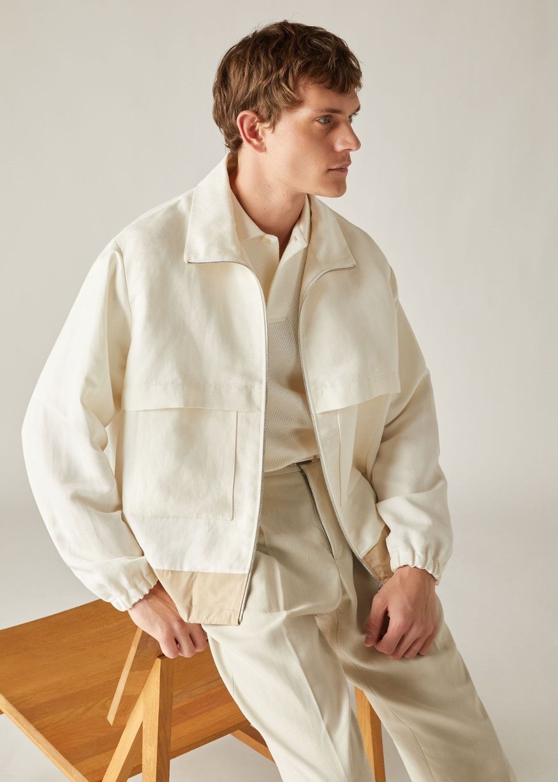 Loro Piana o1srvl11e0924 Dattilo Bomber Jacket in White Size US XL / EU 56 / 4 - 6 Thumbnail