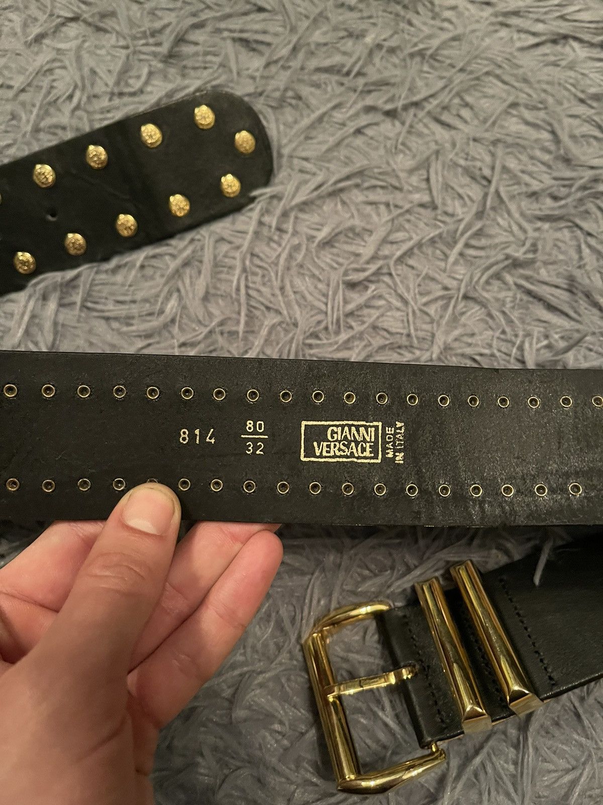 Versace Gianni Versace 90s archive Medusa logo real leather belt Size 30 - 7 Thumbnail
