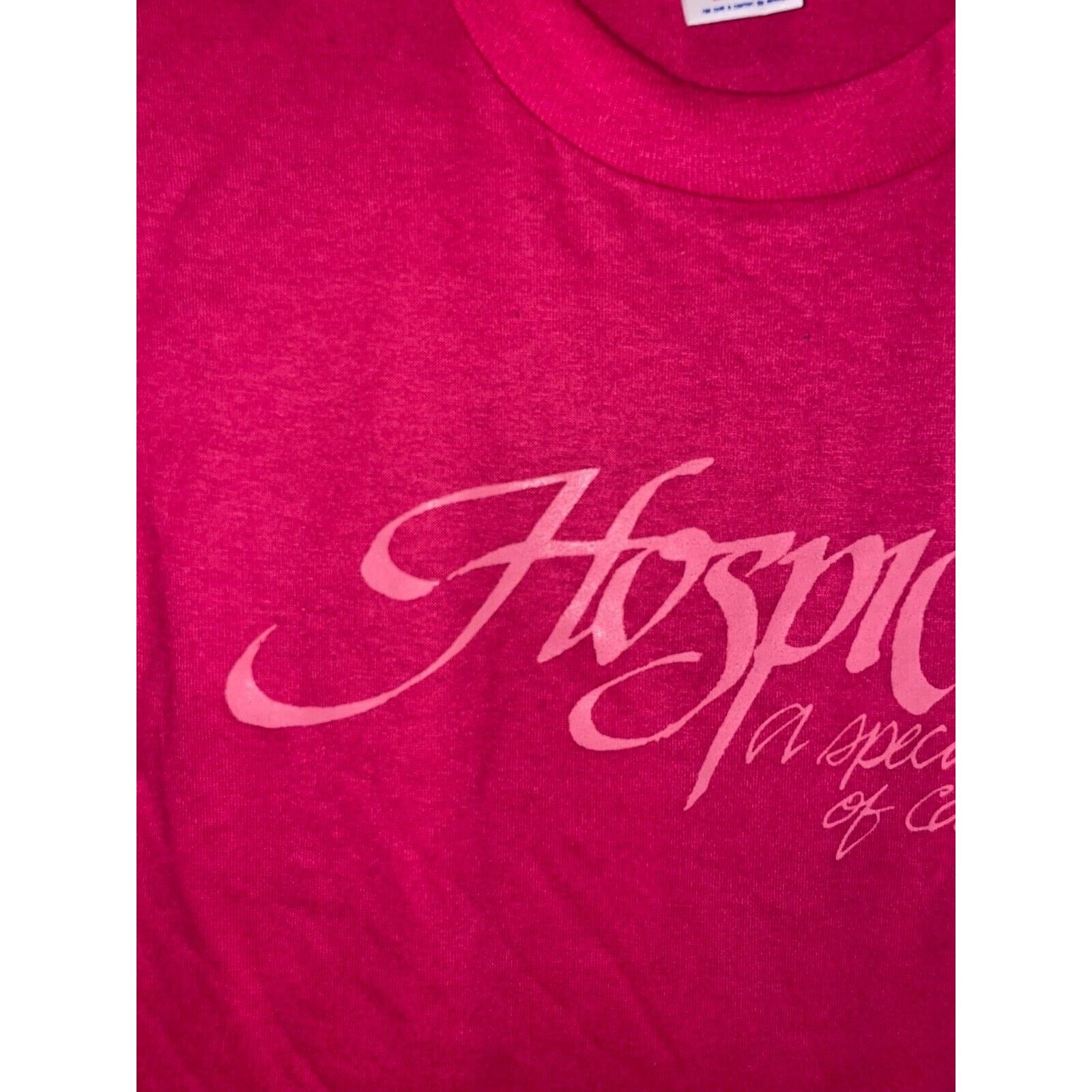 Jerzees Vintage Hospice Shirt A Special Kind Of Caring Pink 80s VTG Size US S / EU 44-46 / 1 - 3 Thumbnail