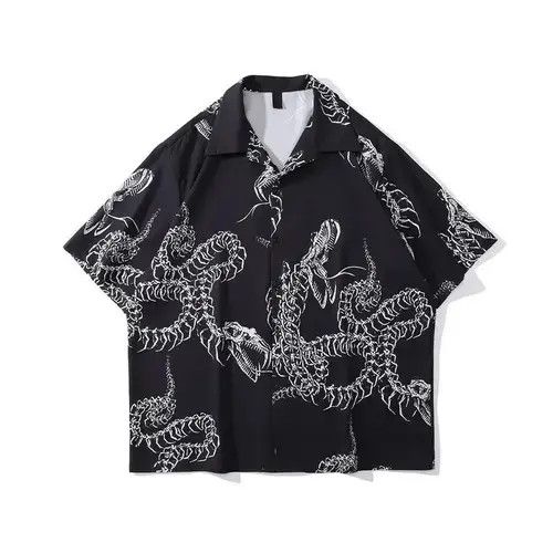 Designer Shirt made of thin material with the image of a dark dragon Size US XL / EU 56 / 4 - 1 Thumbnail