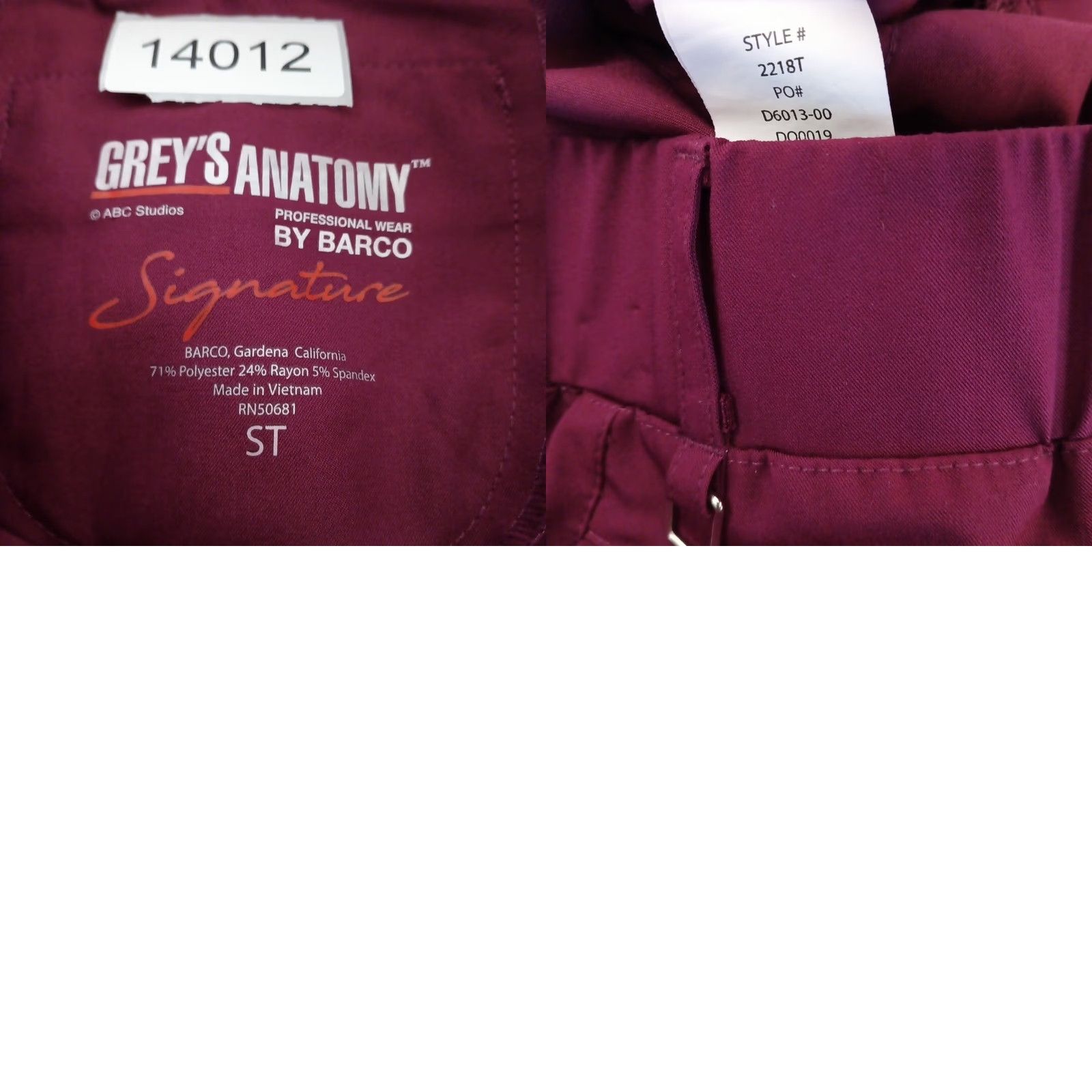 Vintage Grey's Anatomy Signature Scrub Pants Women's Small Purple Solid Shortened Hem 2218 Size 28" / US 6 / IT 42 - 8 Thumbnail