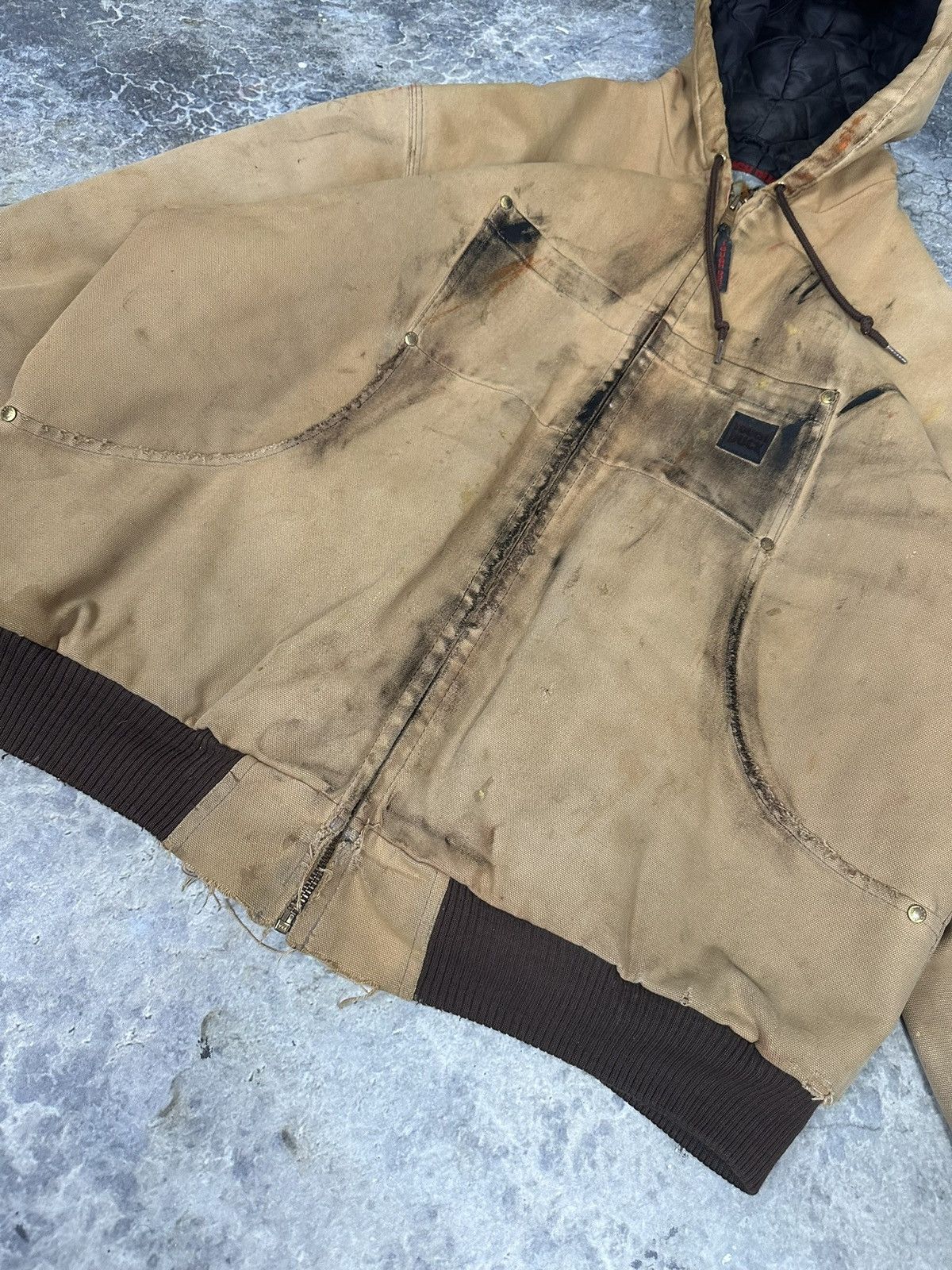Designer × Vintage Vintage Carhartt Style Hooded Jacket Size US L / EU 52-54 / 3 - 3 Thumbnail
