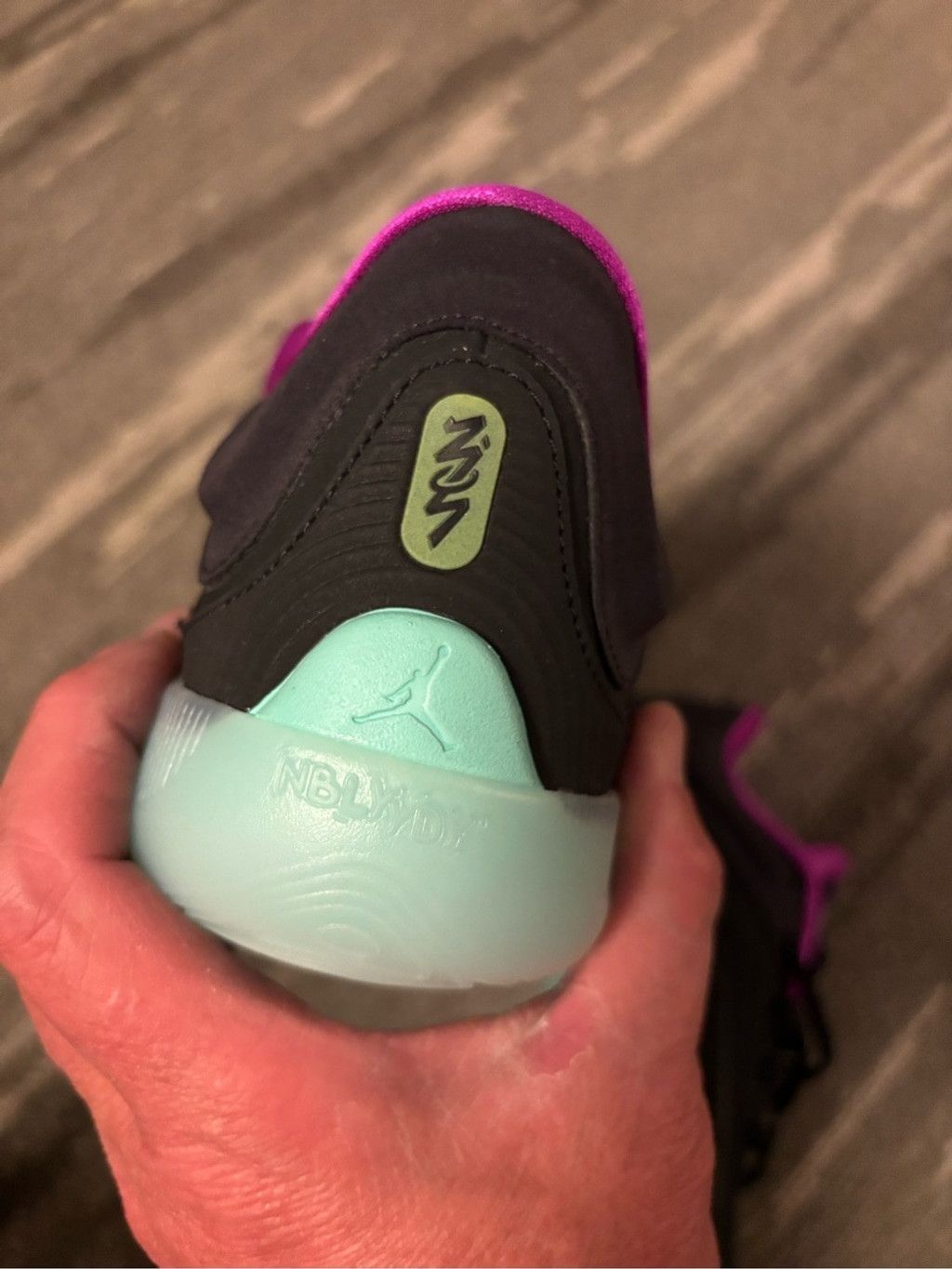 Jordan Brand Jordan Zion Black Athletic Shoes with Pink Collar and Teal L Size US 11 / EU 44 - 4 Thumbnail