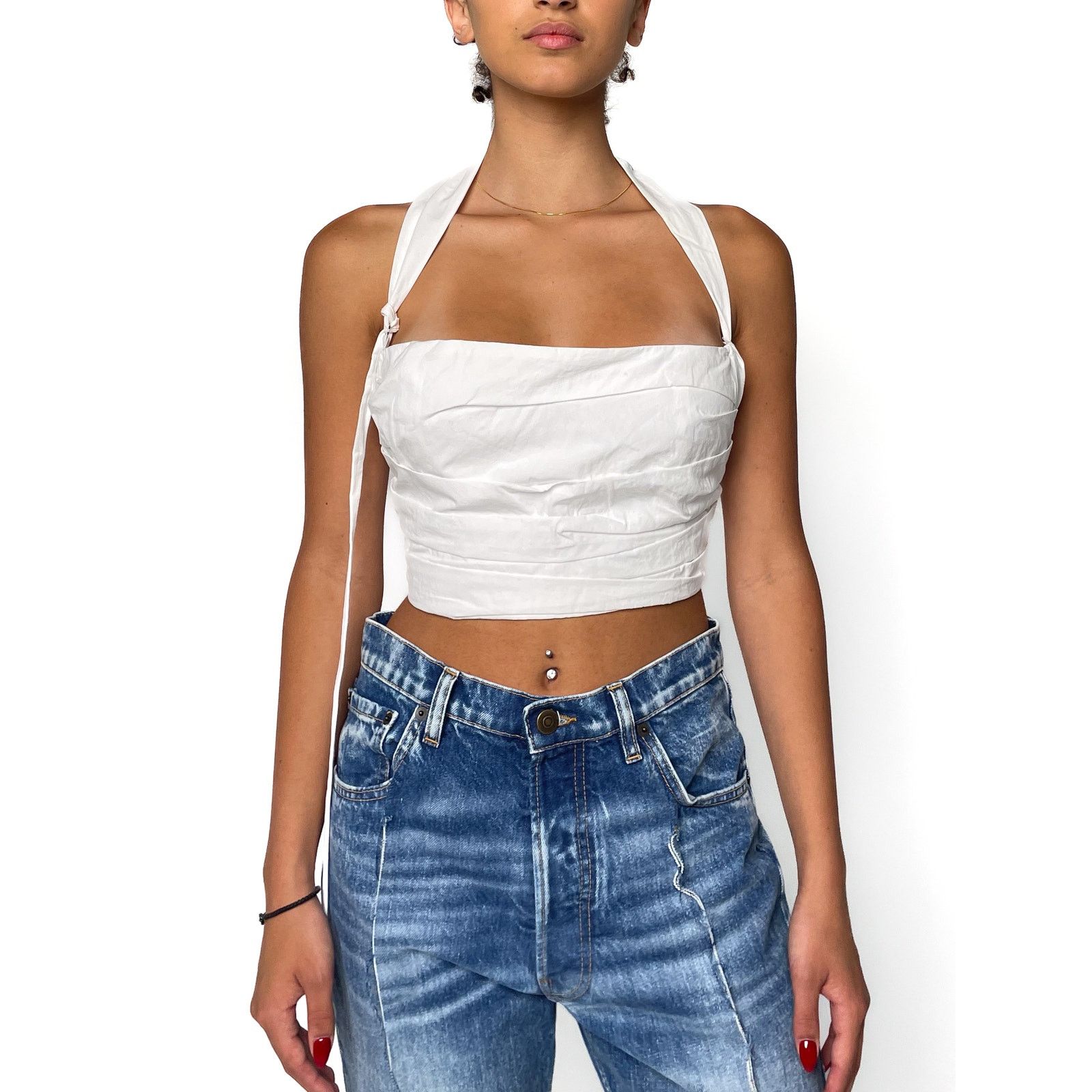Jacquemus White Halter Neck Backless Cropped Top Size M / US 6-8 / IT 42-44 - 1 Thumbnail