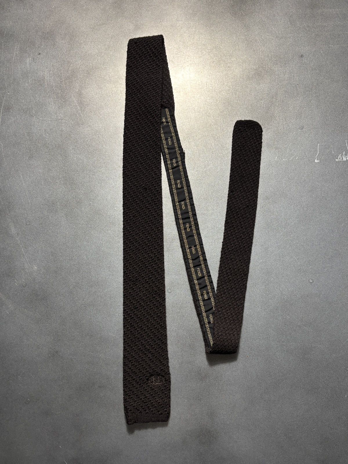 Fendi Vintage Fendi Tie Knit Wool Straight Bar Necktie Flat Top Size ONE SIZE - 17 Thumbnail