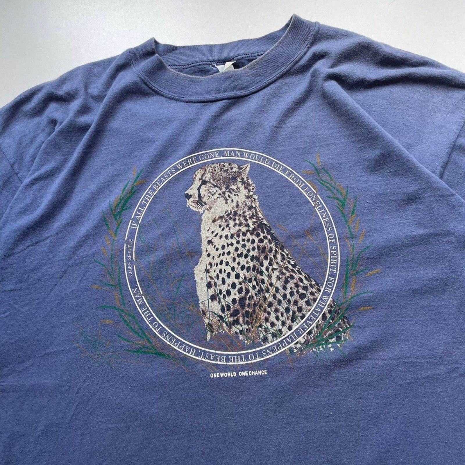 Vintage Vintage 90s Cheetah Animal Art T Shirt XXL Single Stitch USA Size US XXL / EU 58 / 5 - 2 Thumbnail