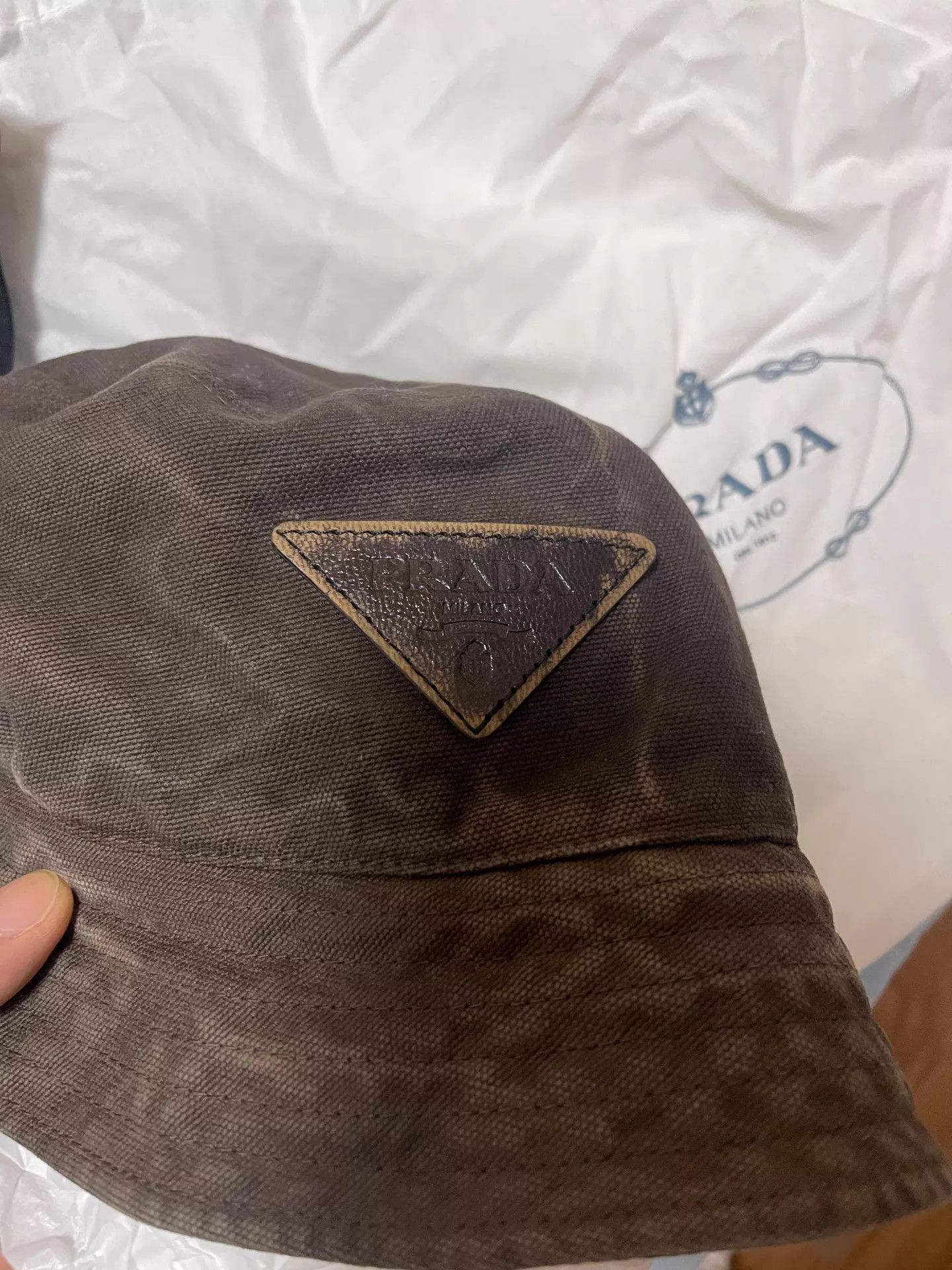 Prada Prada Heavily Washed Brown Bucket Hat L New Size ONE SIZE - 1 Thumbnail