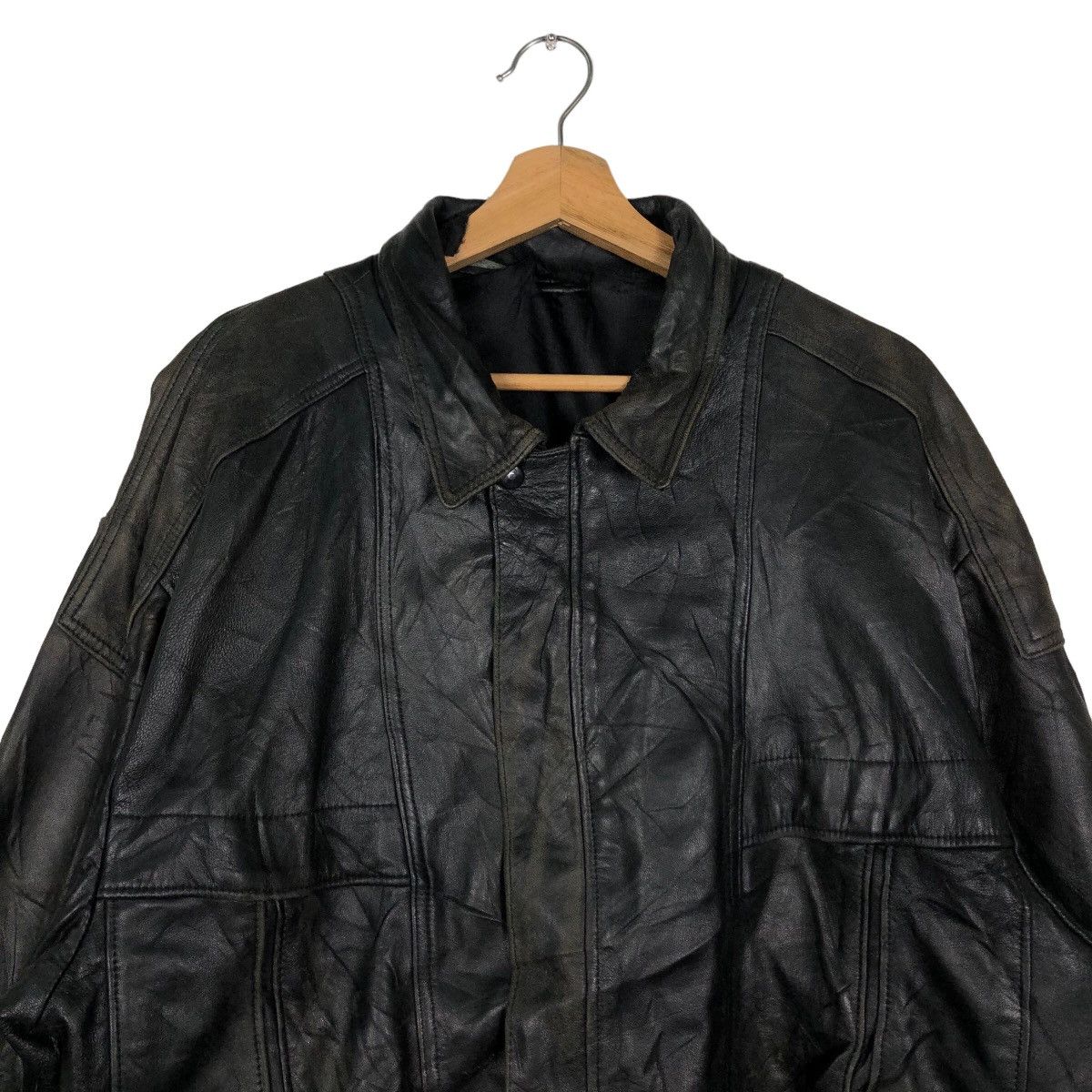 Japanese Brand Vintage Bomber Leather Jacket Biker Wear Issey Miyake Japan Size US M / EU 48-50 / 2 - 2 Thumbnail