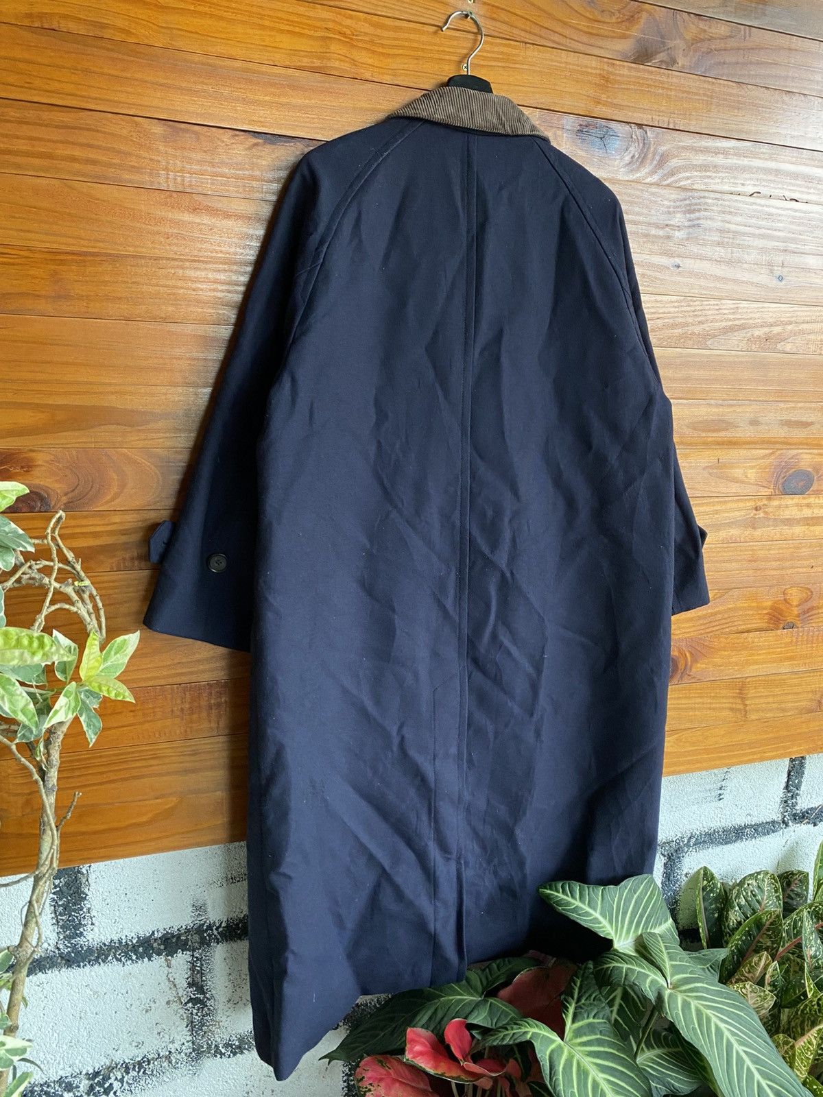 Frame Framework Japan Long Coat Corduroy Collar Navy Wool Blend Size US M / EU 48-50 / 2 - 12 Thumbnail