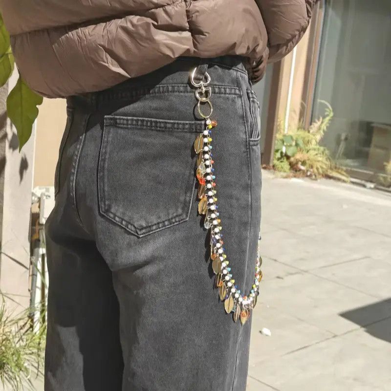 Jewelry Round Bead Rhinestone Multicolor Punk Waist Pants Chain Size ONE SIZE - 1 Thumbnail