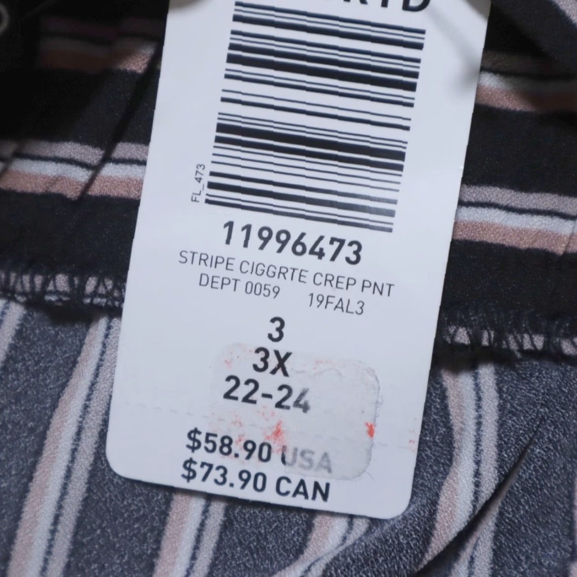 Torrid Torrid Ciggarette Crepe Tie Microfiber Career Pants Black Striped Womens 3X Size 40" / US 18 - 7 Thumbnail