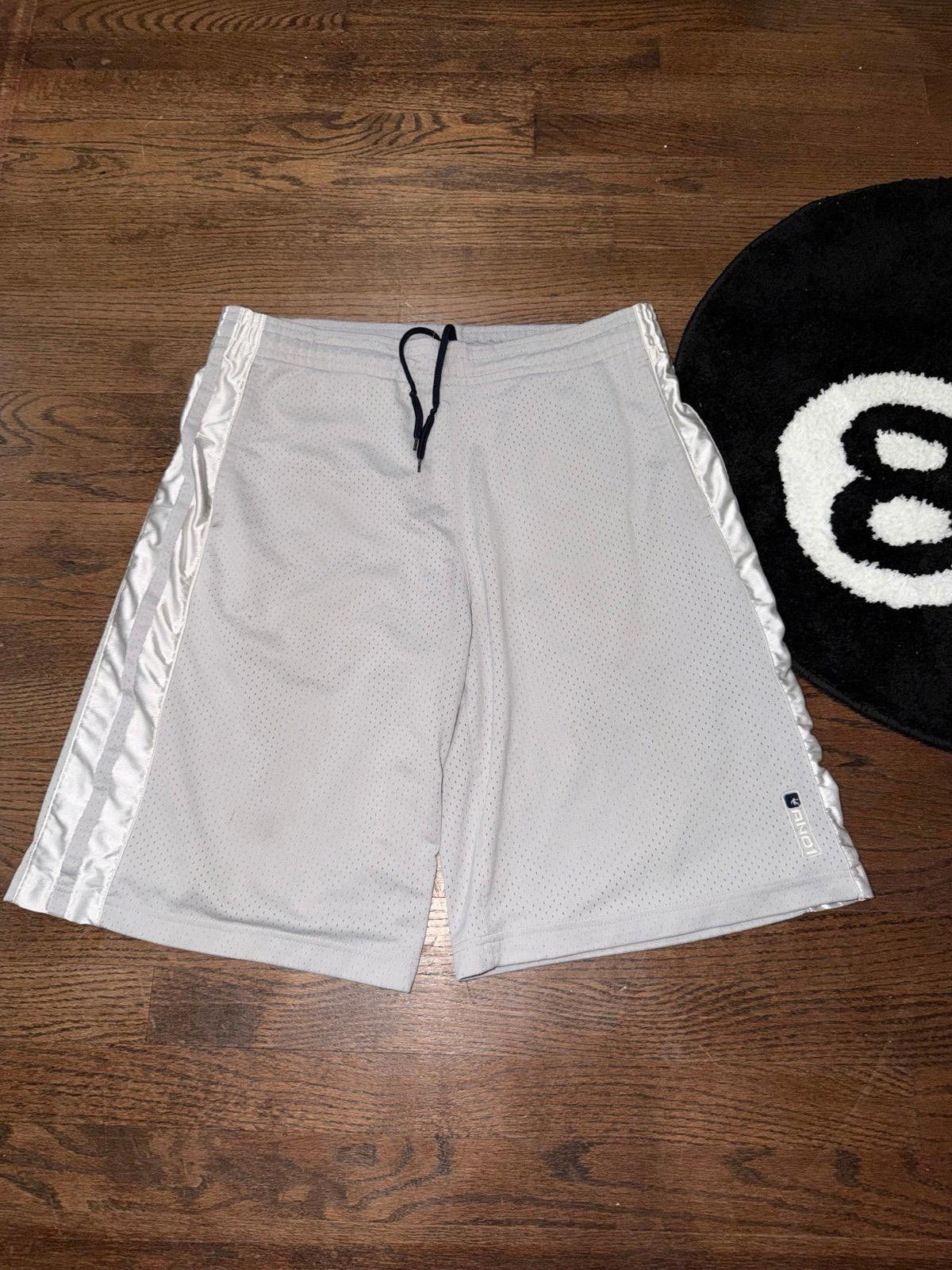 AND1 Grey Mesh Silver Side Stripes Baggy Hoop Shorts Mens SM
