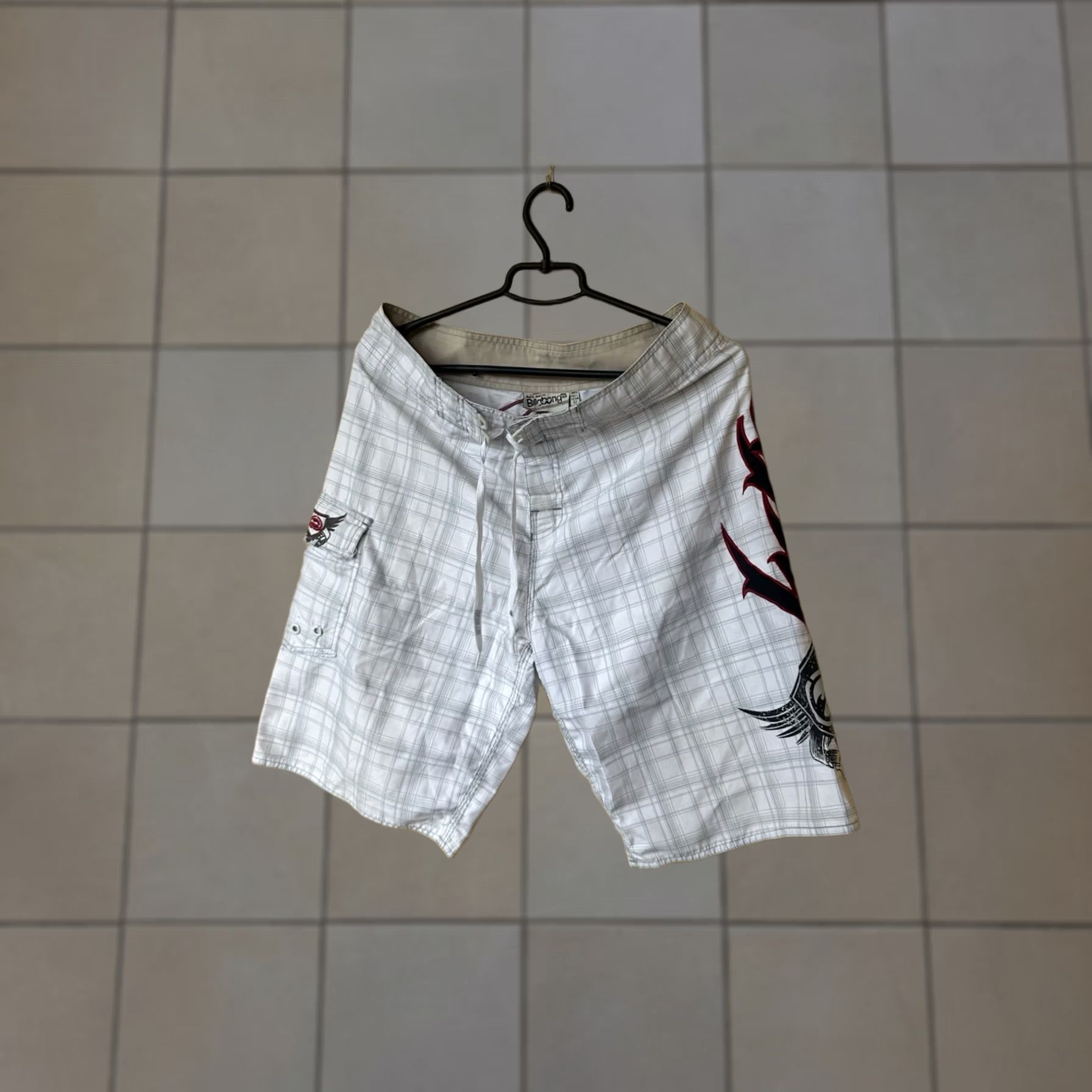 90s Billabong バギー チェックショーツ 膝下丈 old surf Billabong × Vintage Vintage 90s Billabong Plaid Shorts Surf Gang