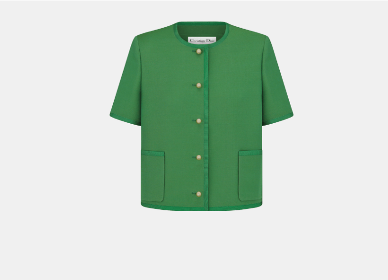 Dior o1w1db10326 511V988 Cropped Jacket in Green Size XS / US 0-2 / IT 36-38 - 1 Thumbnail