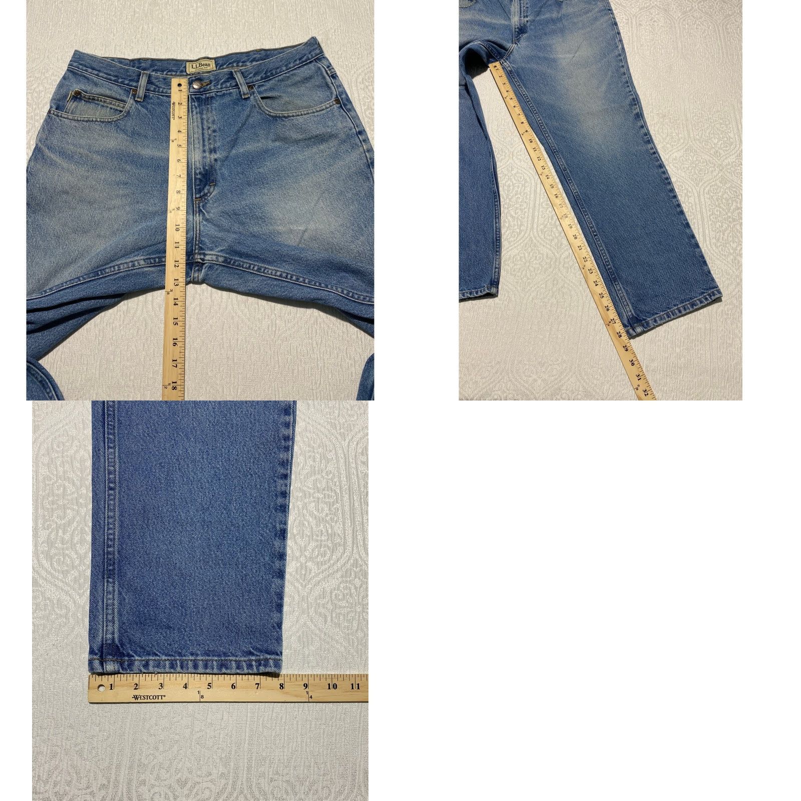 Denime LLBean Classic Fit Jeans Mens 36x28 Blue Denim Cotton Straight Leg Pants Size US 36 / EU 52 - 8 Thumbnail