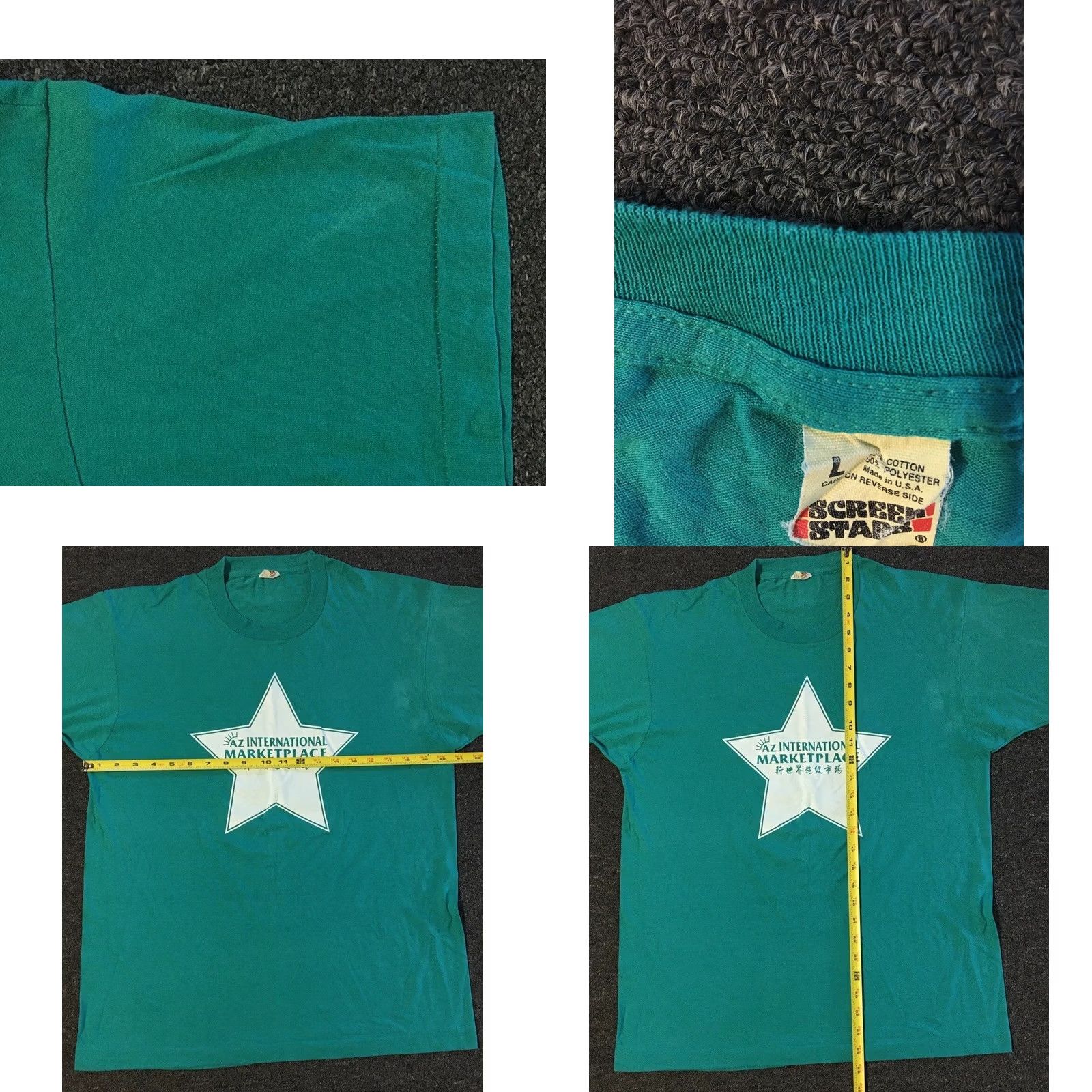 Vintage VINTAGE Arizona International Marketplace Shirt L Green 80s 90s Single Stitch T-Shirt Men Short Sleeve Striped Pattern faded USA Size US L / EU 52-54 / 3 - 8 Thumbnail