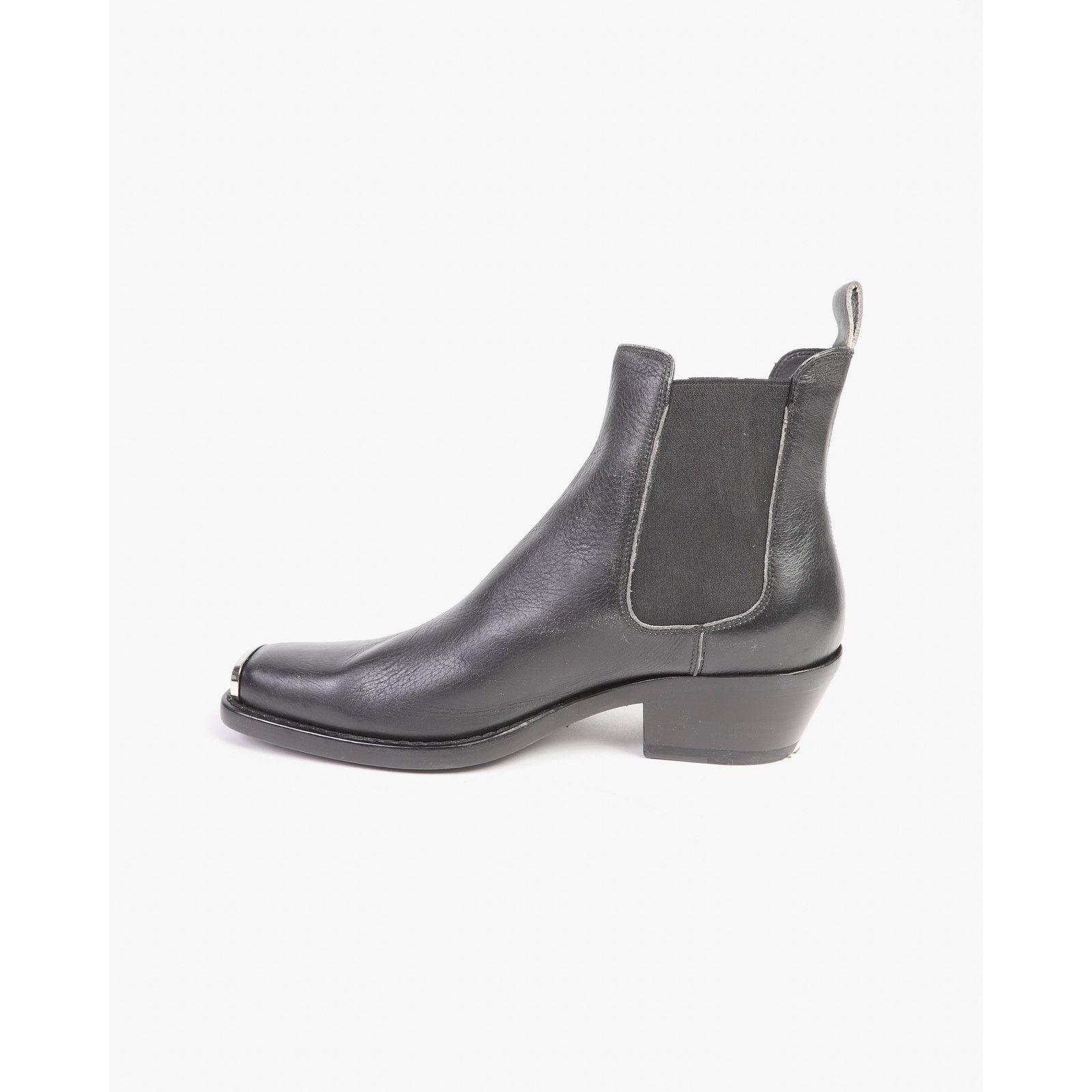 Calvin Klein 205W39NYC FW18 Metal Toe Cap Chelsea Boots in Distressed Black Leather Size US 9 / EU 42 - 3 Thumbnail