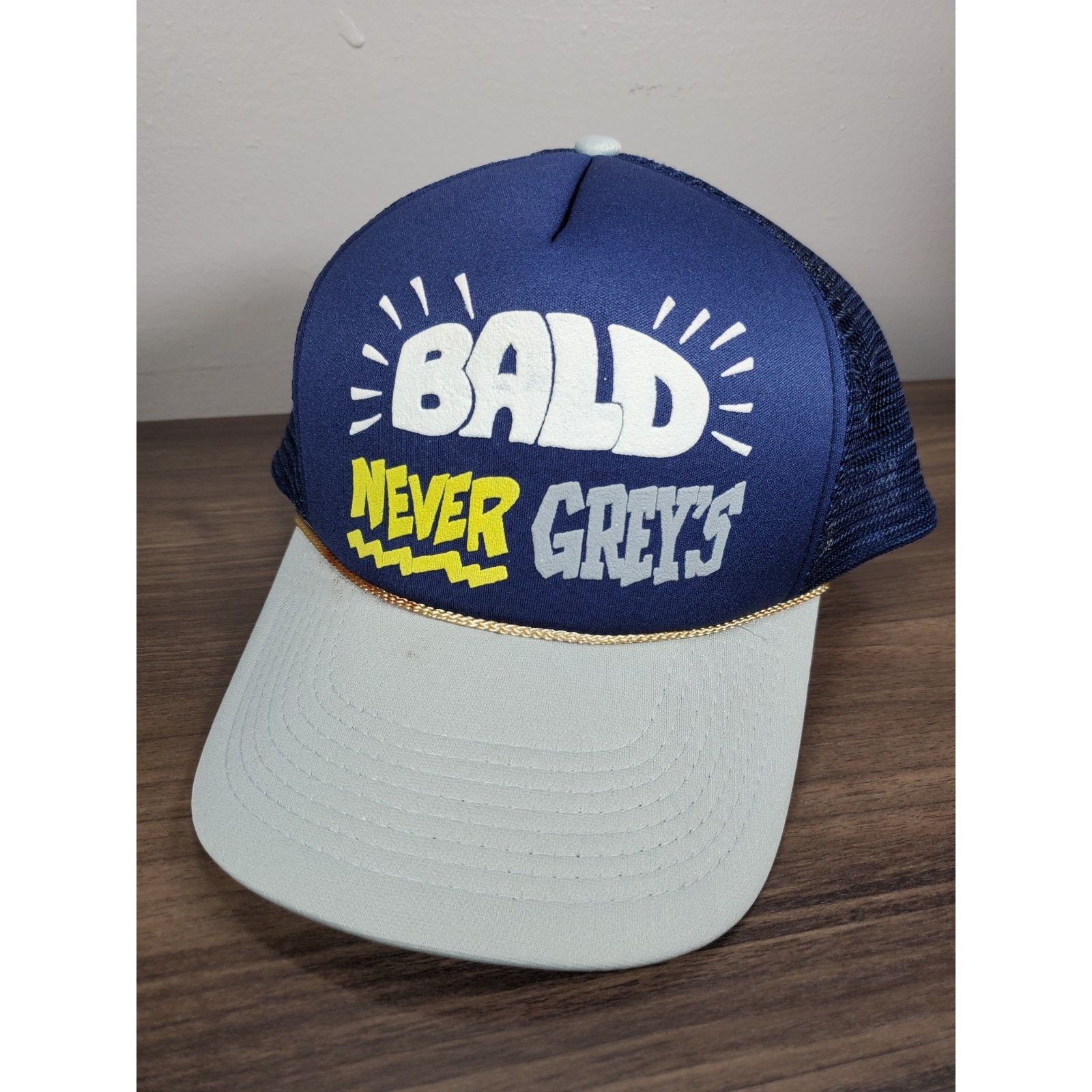 Vintage "BALD NEVER GREYS" Trucker Hat Novely Humor Snapback Cap 90s Size ONE SIZE - 1 Thumbnail