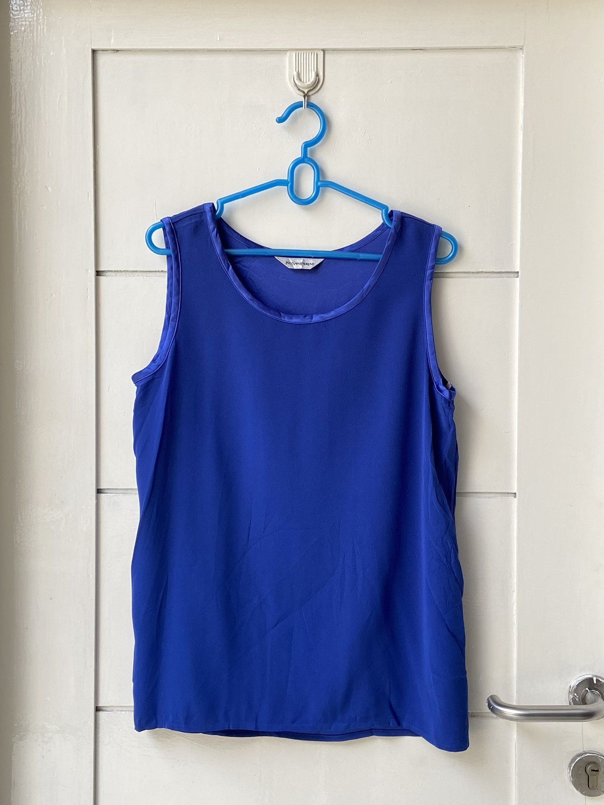 Yves Saint Laurent YVES SAINT LAURENT Blue Sleeveless T-shirt Size US XS / EU 42 / 0 - 9 Thumbnail