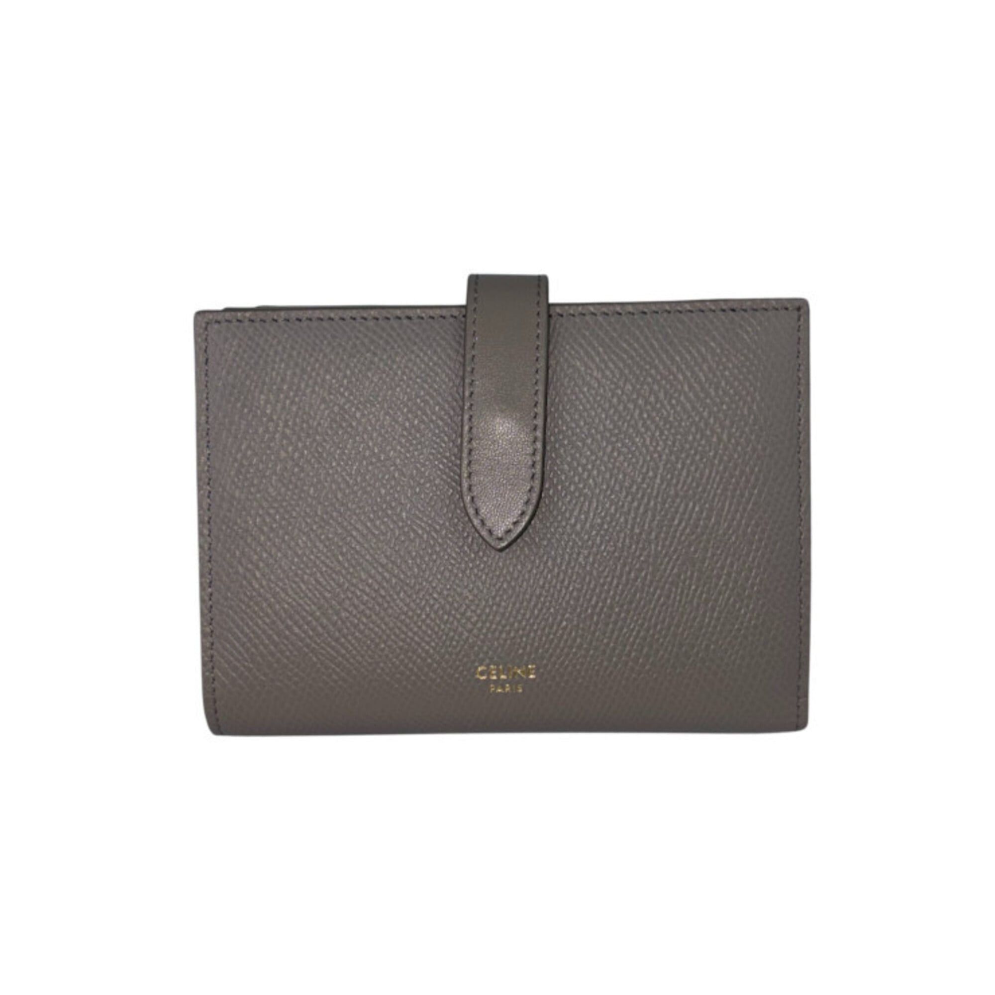 Celine CELINE Medium Strap Wallet (10B643BFP) - Greige Leather Women's Bi-fold Size ONE SIZE - 1 Thumbnail