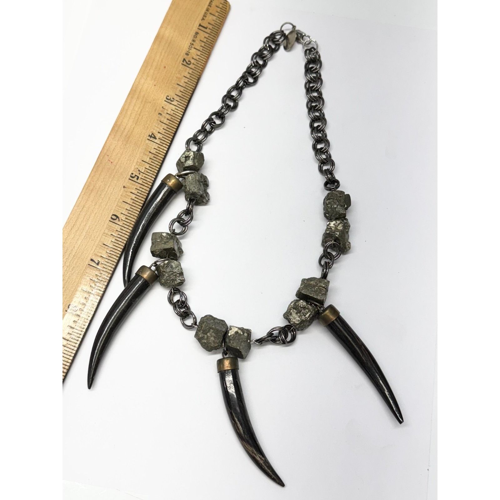 Vintage Vintage pyrite stone horn charm necklace Size ONE SIZE - 4 Thumbnail