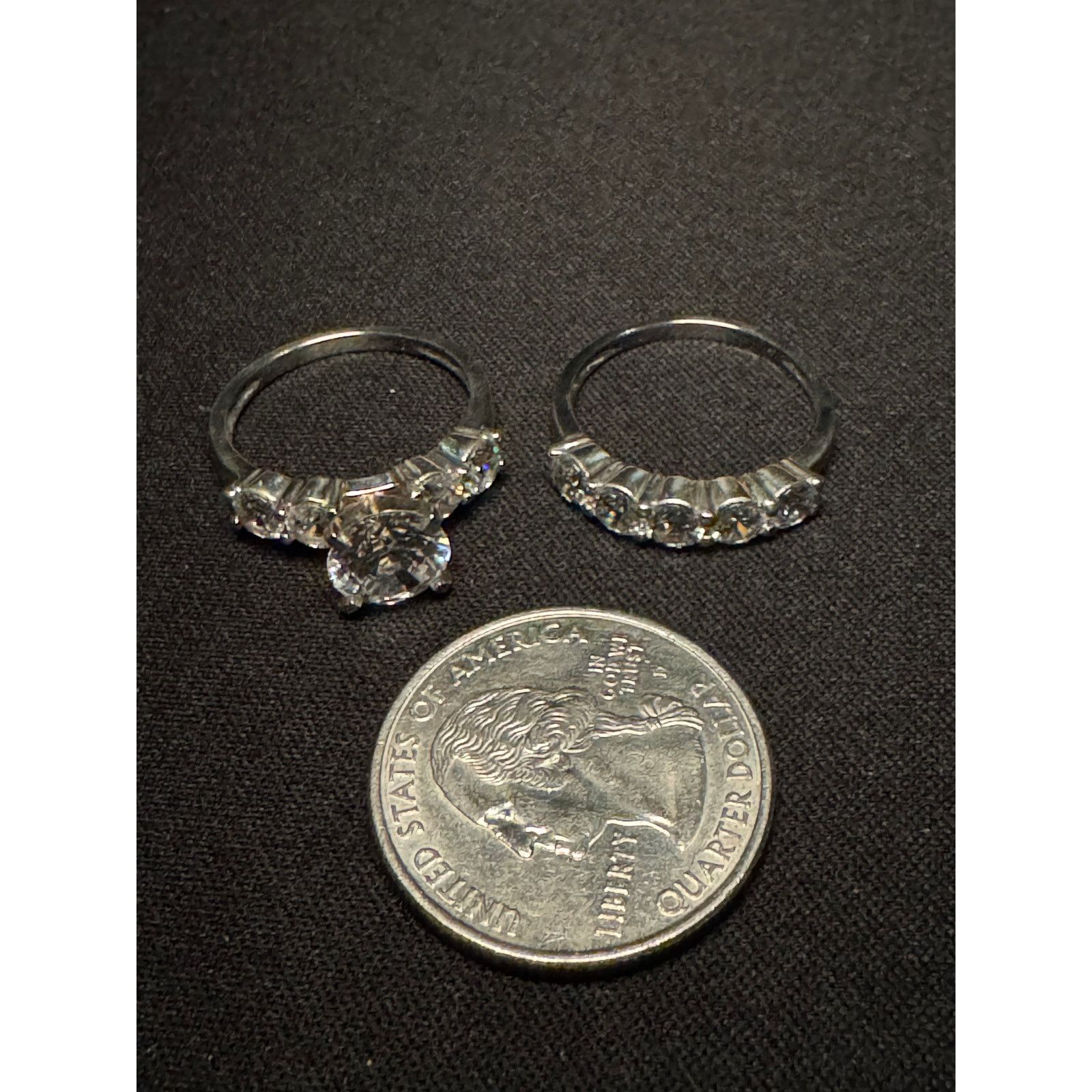 Other Vintage 925 Silver Diamonique 2 Bands Size 7 Size ONE SIZE - 3 Thumbnail