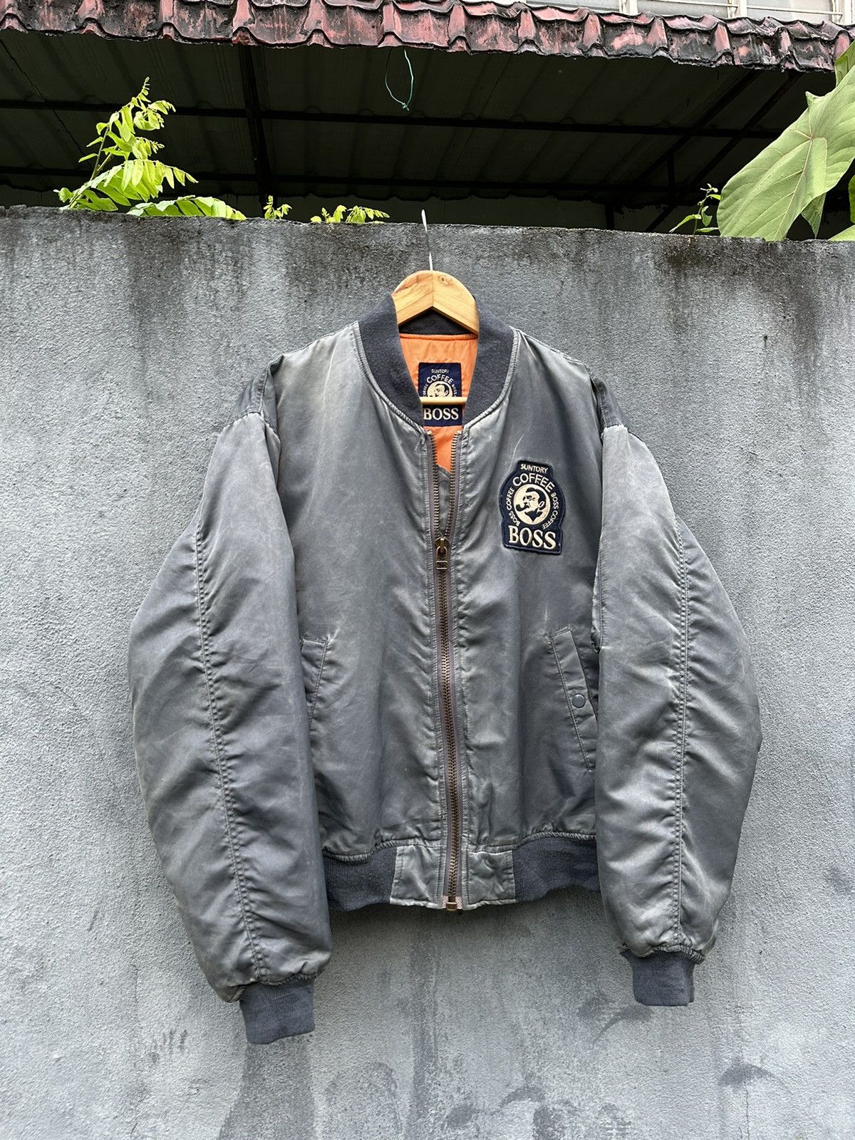 Vintage 👹Vintage Faded MA-1 Suntory Boss Coffee Bomber Jacket Size US L / EU 52-54 / 3 - 3 Thumbnail