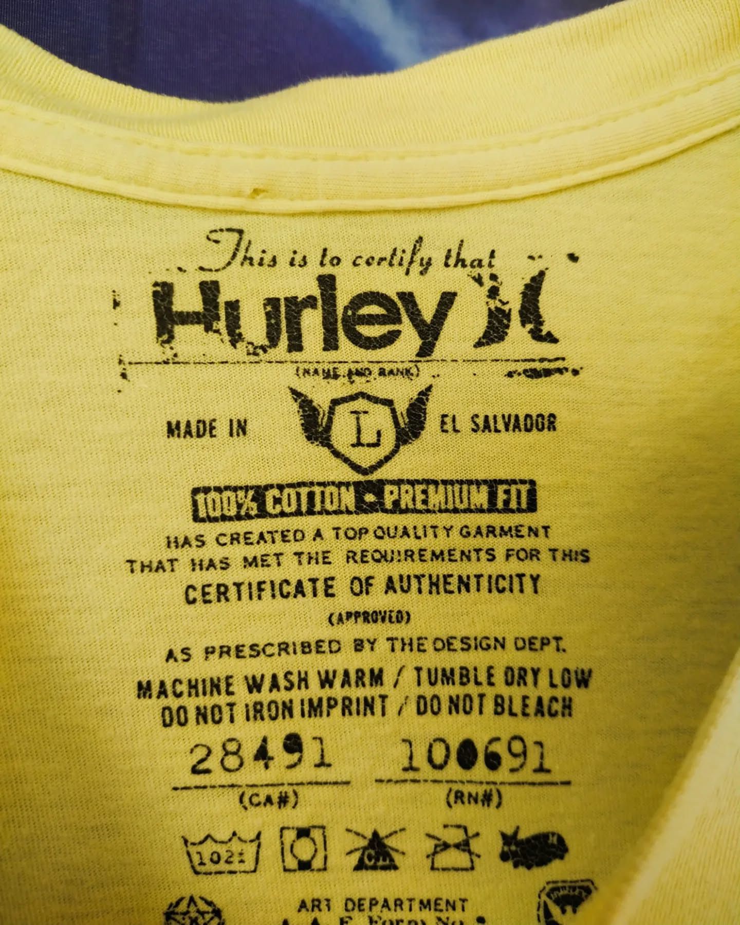 Hurley Hurley Spellout Yellow V-Neck Tee Size US L / EU 52-54 / 3 - 3 Thumbnail