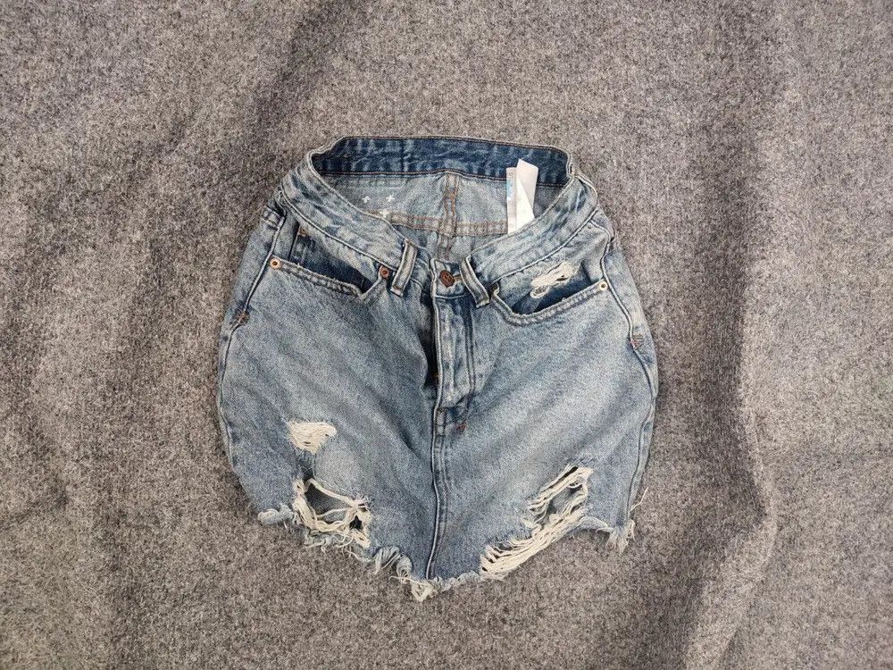 Hysteric Glamour × Ksubi × Vintage Ksubi Japan Design mini moss Distressed Denim Button skirt Size 24" / US 00 / IT 34 - 1 Thumbnail