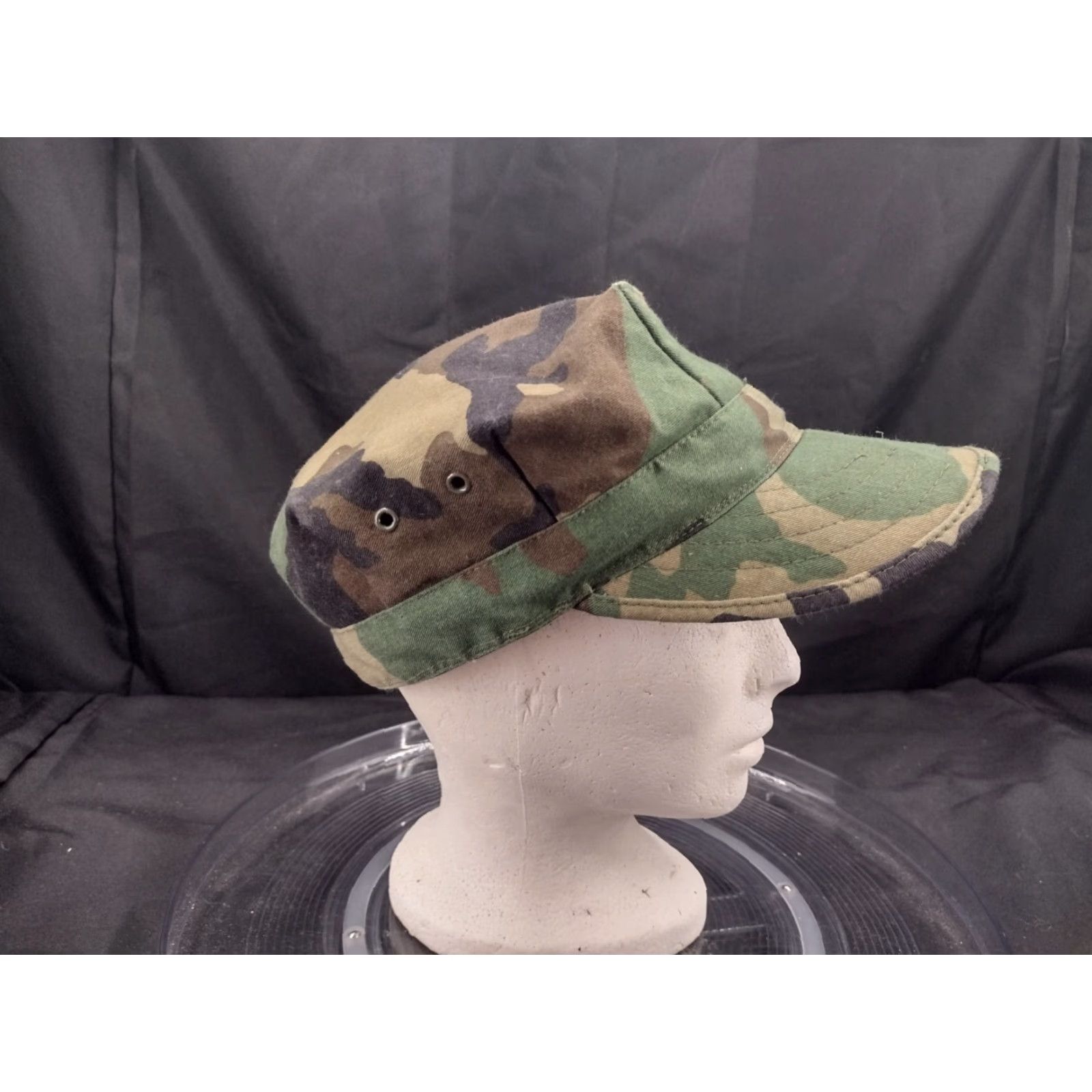 Vintage VINTAGE Military Hat Camouflage Green Cotton Canvas Casual Cap Men Reg/Size Green 80s Theme Breathing Size ONE SIZE - 4 Thumbnail