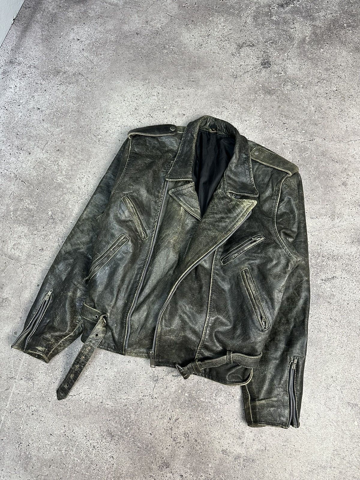 Vintage Rare🔥🔥 Leather Jacket Archival Y2K Moto Distressed Size US XL / EU 56 / 4 - 6 Thumbnail