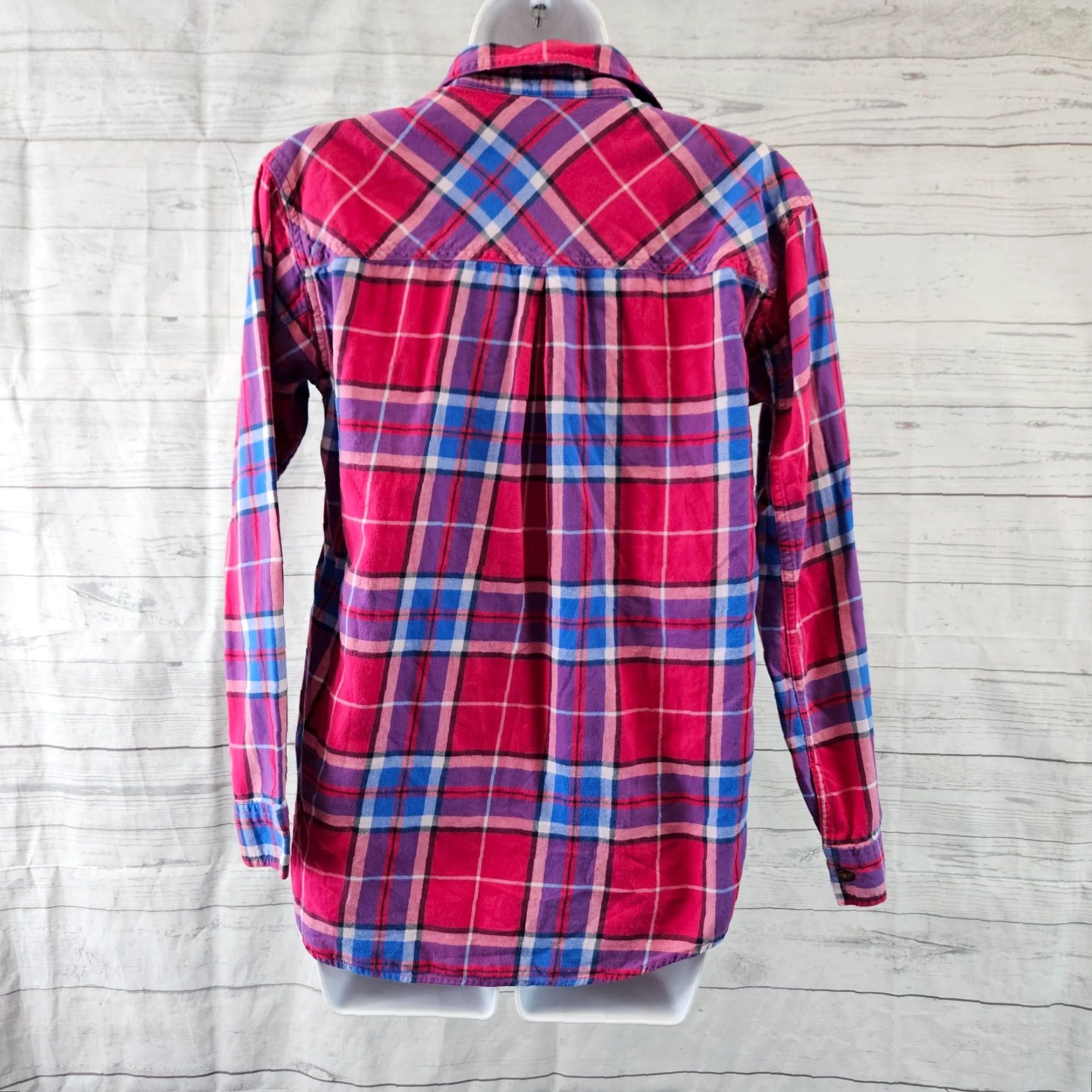 Eddie Bauer Eddie Bauer Womens Button Front Shirt XS Pink Blue Plaid Cotton Long Sleeve Shirt Womens XS Redraft Size XS / US 0-2 / IT 36-38 - 4 Thumbnail