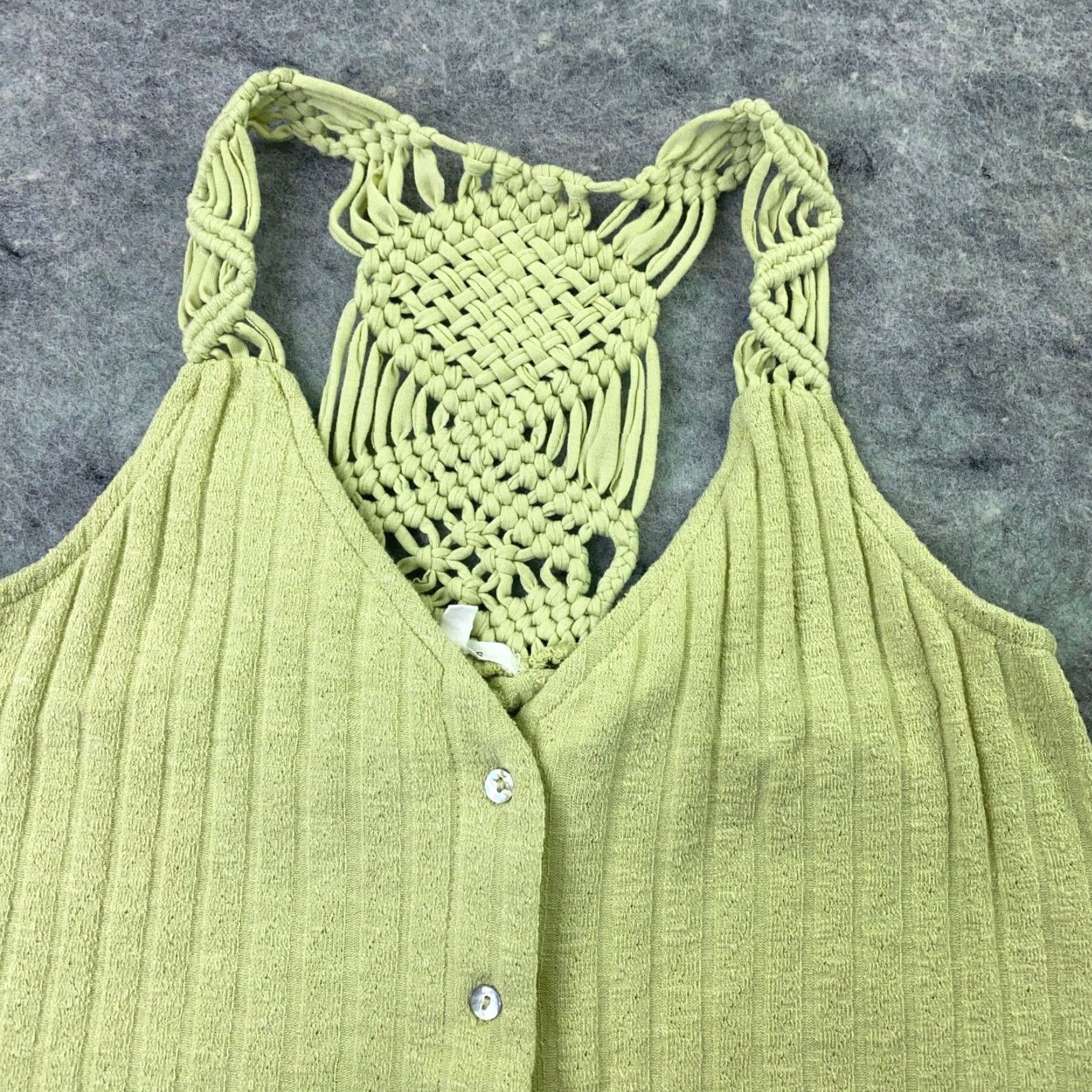 Vintage Maurices Womens Shirt Tank XS Green Crochet Solid Halter Button Down Sleeveless Top Size XS / US 0-2 / IT 36-38 - 2 Thumbnail